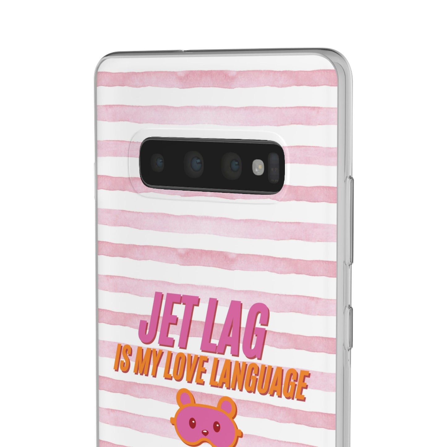 Phone Case - Jetlag is My Love Language Pink Stripe Flexi Case