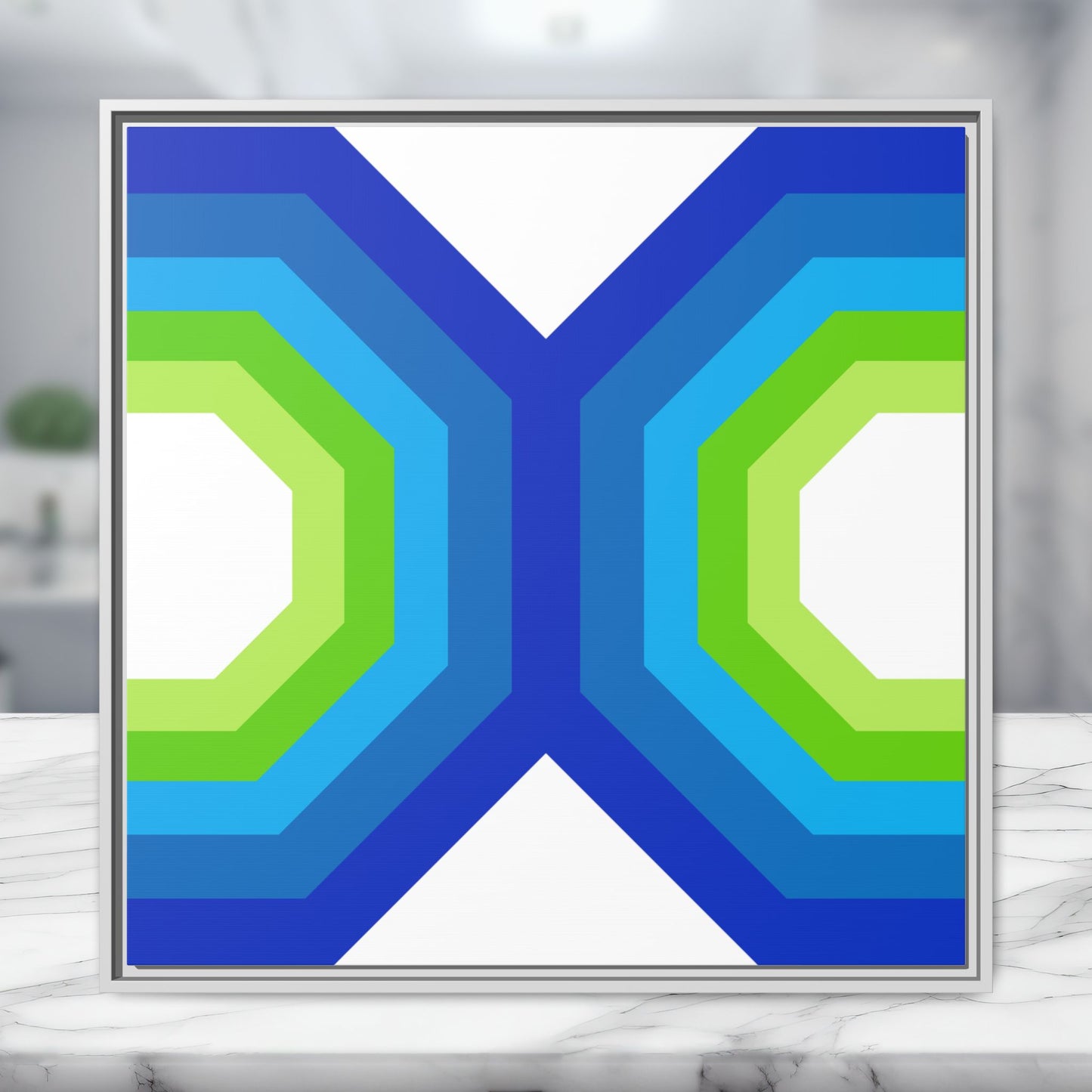 Modern Framed Geometric Canvas Art | Bold Color Meets Clean Framing
