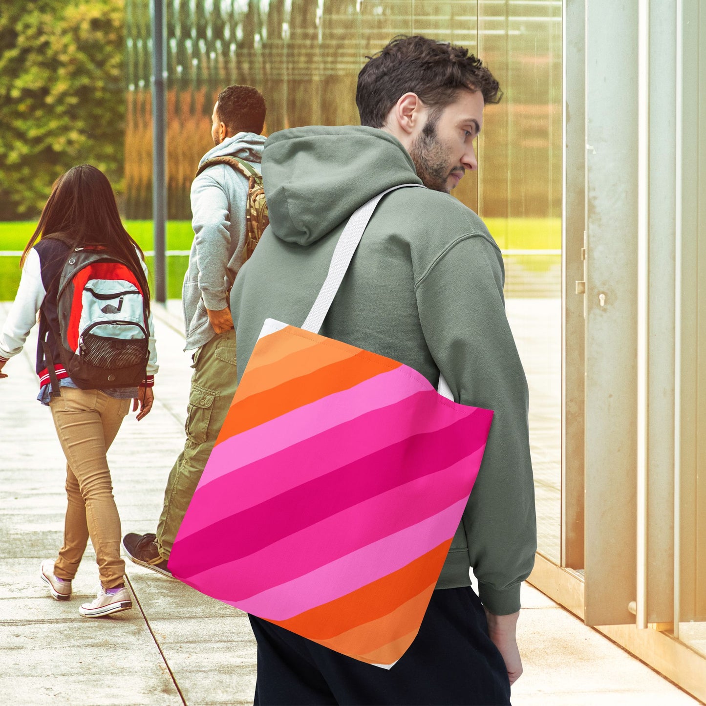 Geometric Art Tote Bag – 3 sizes | Bold lines. Vivid color. Retro with a modern twist.