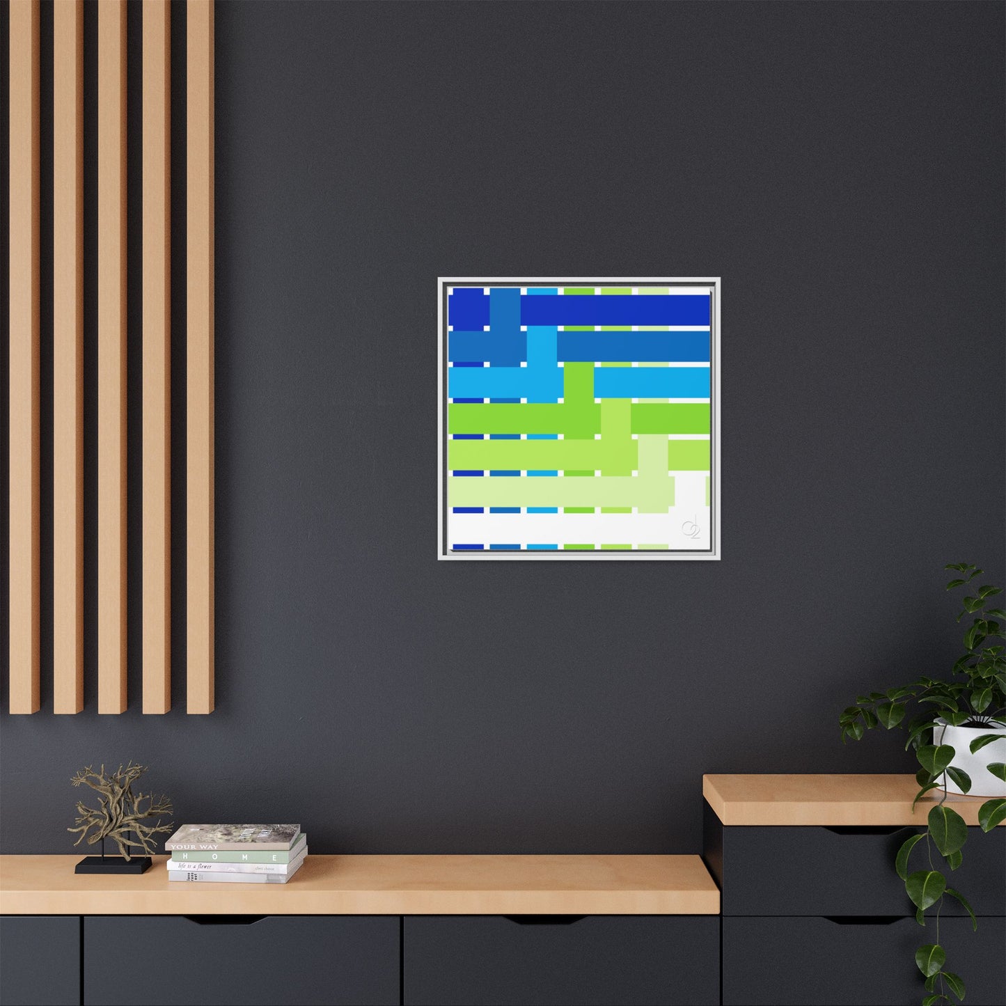 Modern Framed Geometric Canvas Art | Bold Color Meets Clean Framing