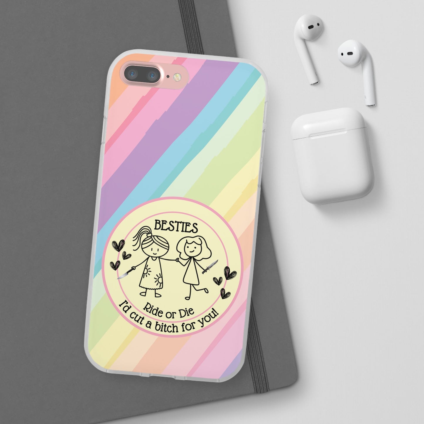 Phone Cases - Pastels Besties Ride or Die | "I'd Cut a Bitch for You"