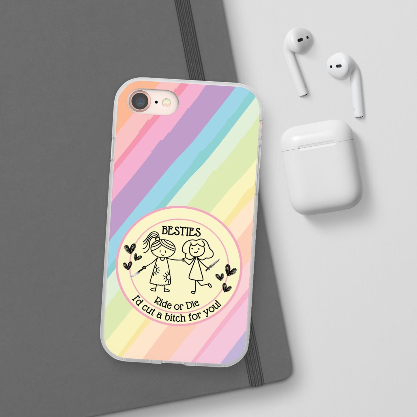 Phone Cases - Pastels Besties Ride or Die | "I'd Cut a Bitch for You"
