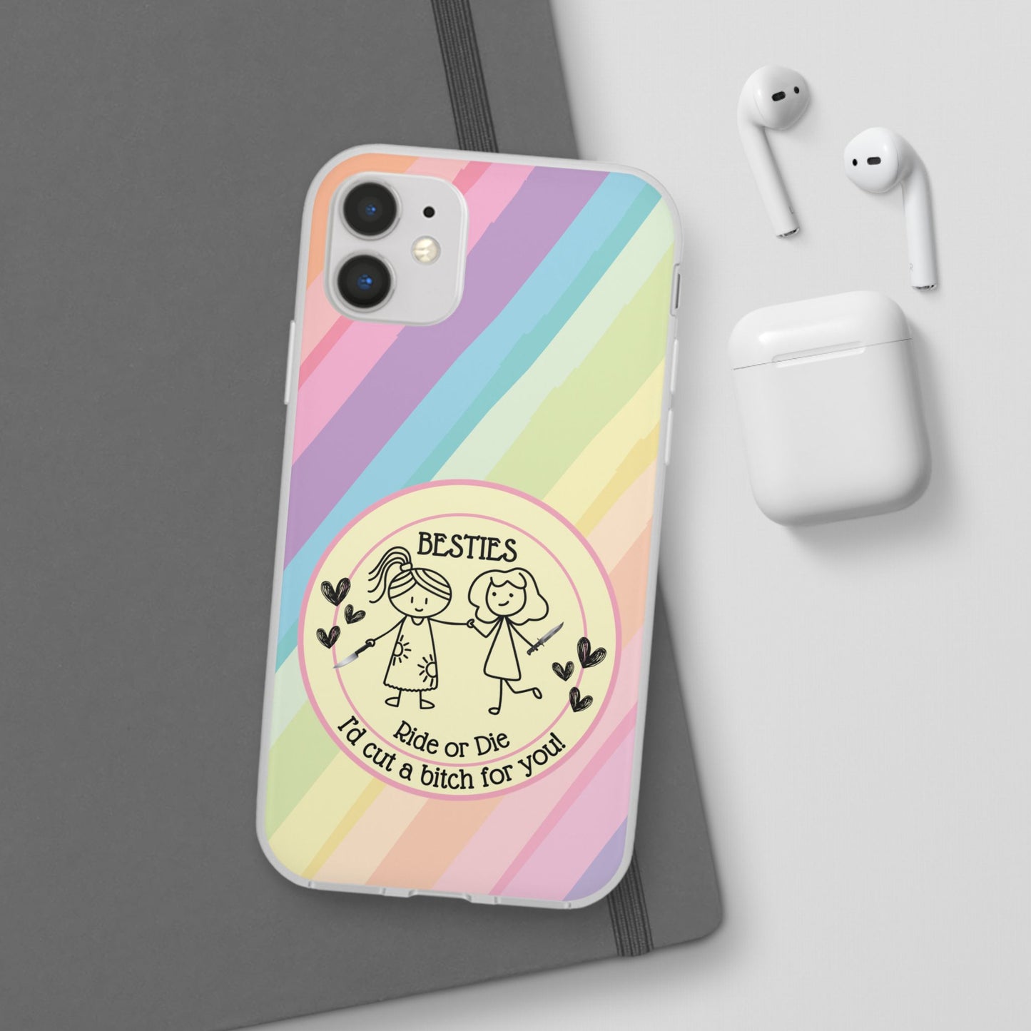 Phone Cases - Pastels Besties Ride or Die | "I'd Cut a Bitch for You"