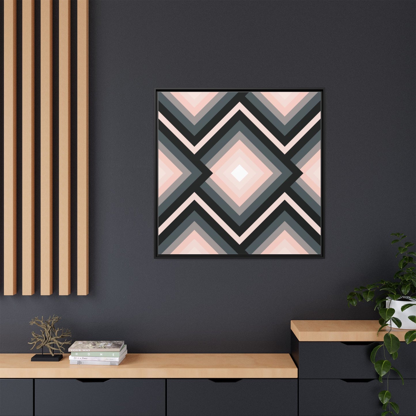 Modern Framed Geometric Canvas Art | Bold Color Meets Clean Framing