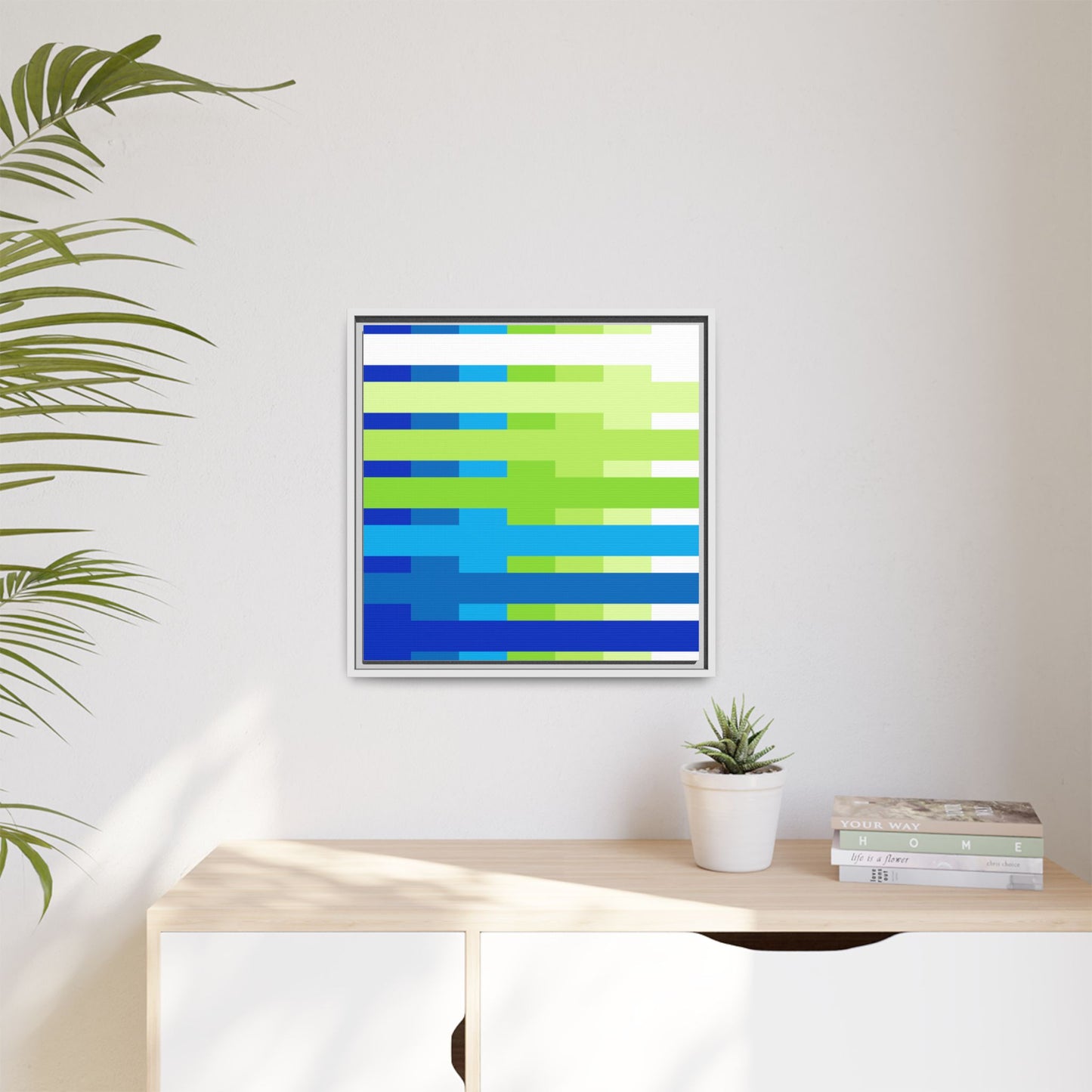 Modern Framed Geometric Canvas Art | Bold Color Meets Clean Framing
