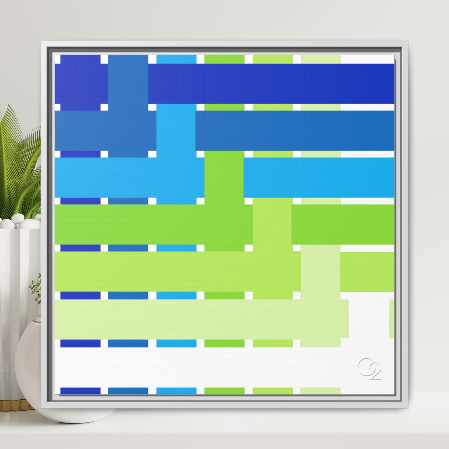 Modern Framed Geometric Canvas Art | Bold Color Meets Clean Framing