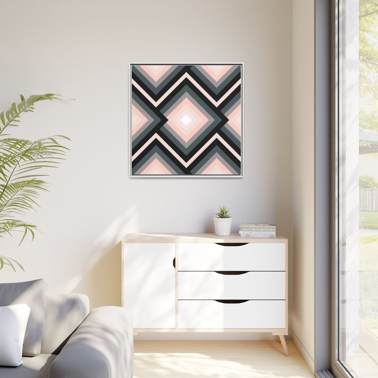 Modern Framed Geometric Canvas Art | Bold Color Meets Clean Framing