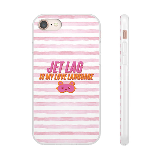Phone Case - Jetlag is My Love Language Pink Stripe Flexi Case