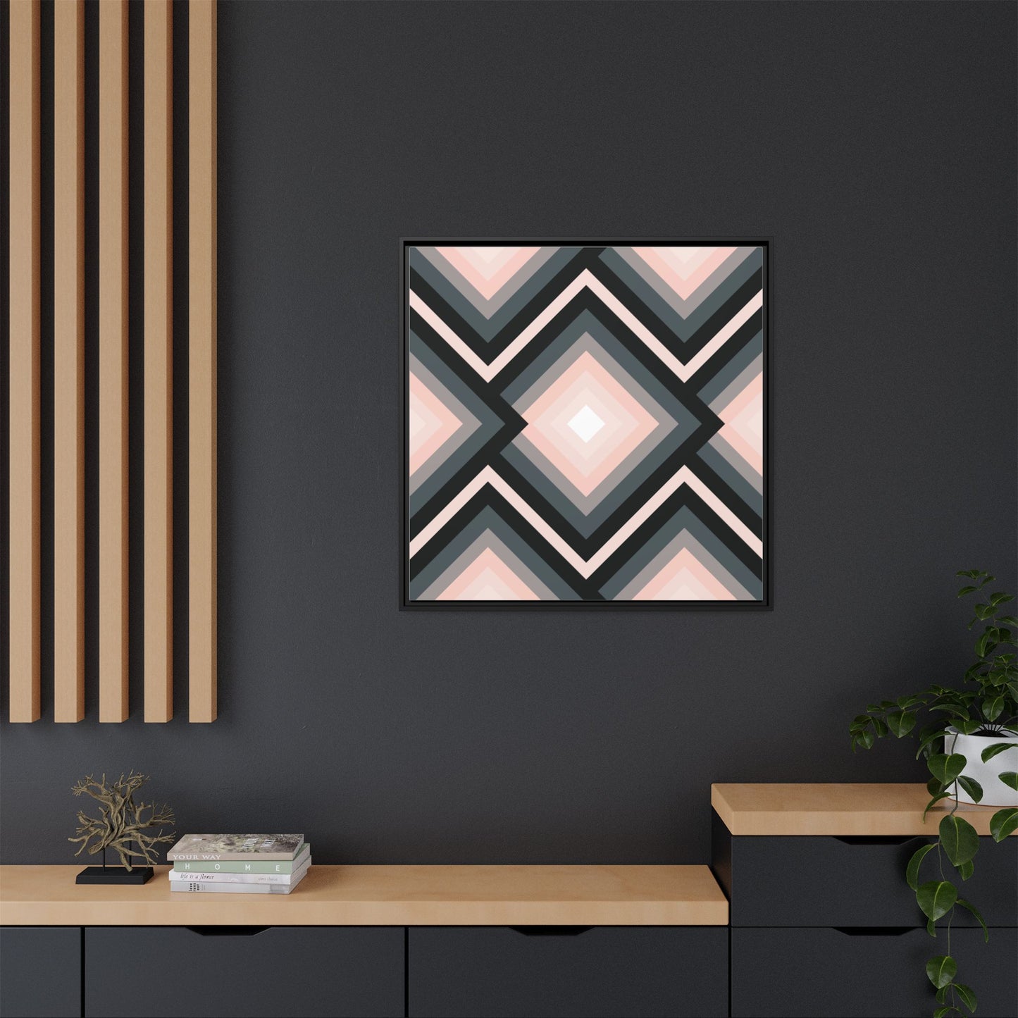 Modern Framed Geometric Canvas Art | Bold Color Meets Clean Framing