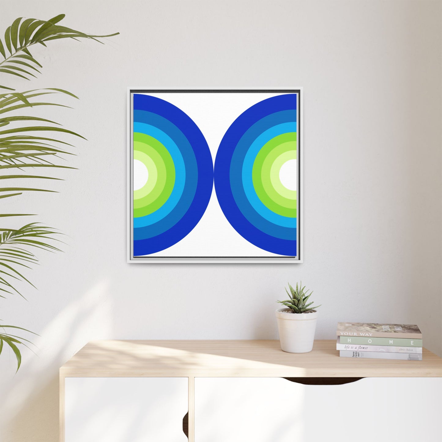 Modern Framed Geometric Canvas Art | Bold Color Meets Clean Framing