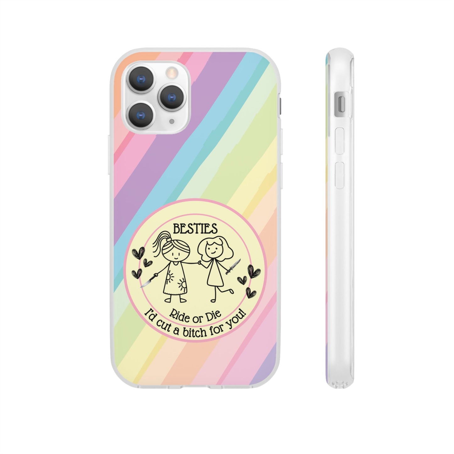Phone Cases - Pastels Besties Ride or Die | "I'd Cut a Bitch for You"