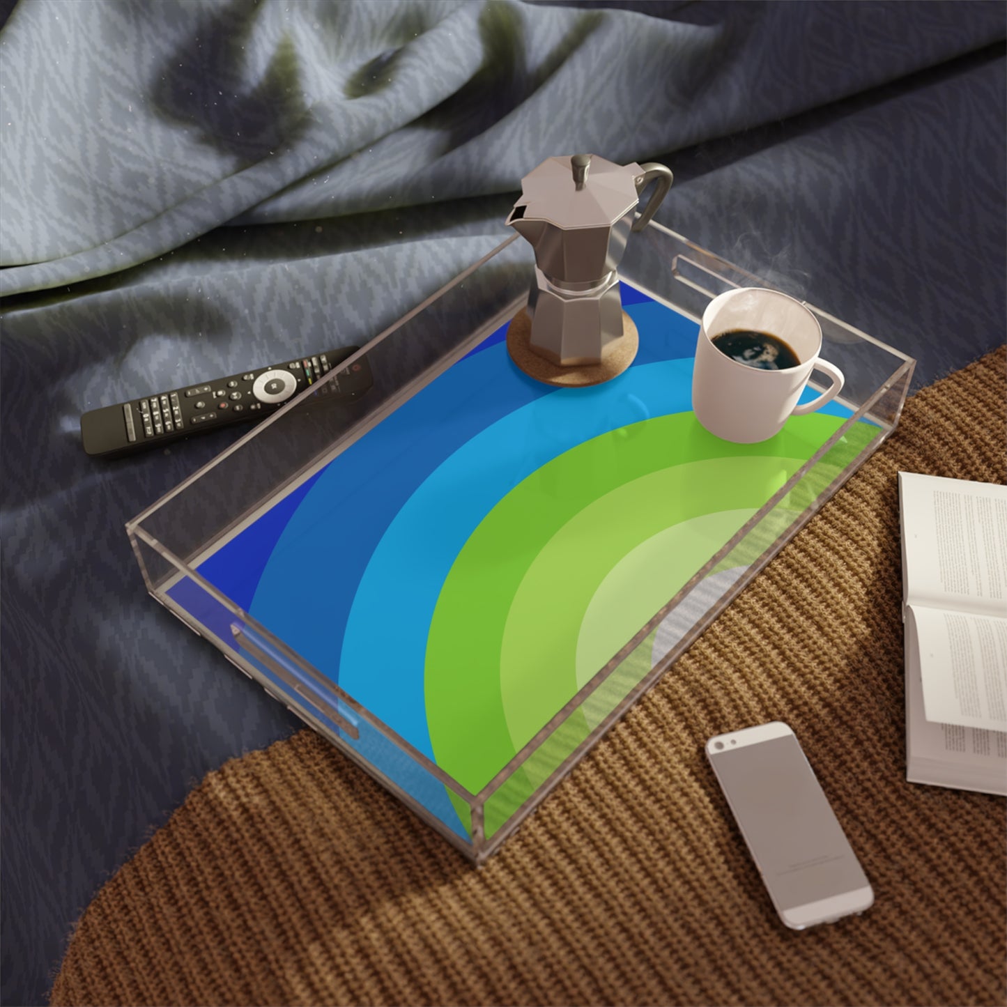 Modern Acrylic Tray with Bold Geometric Artwork