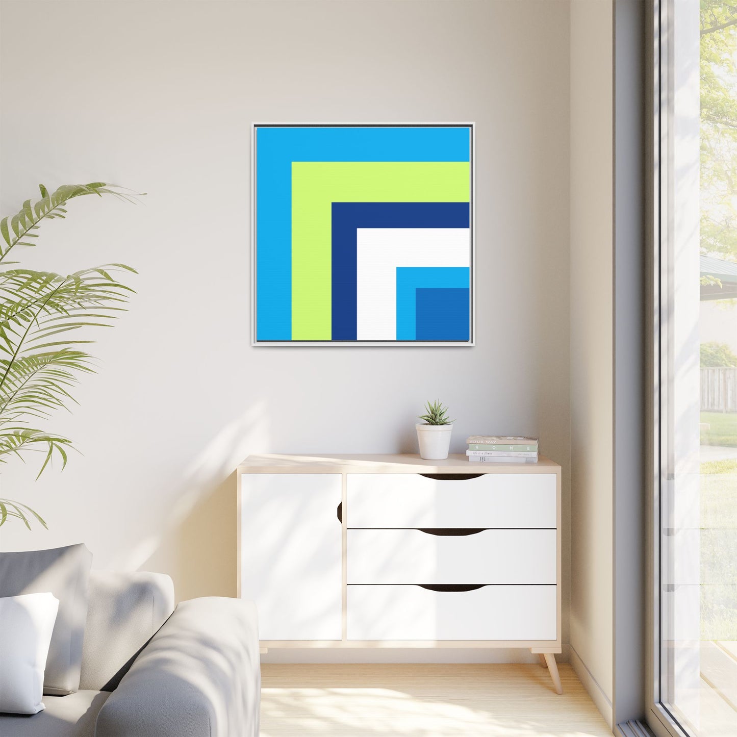 Modern Framed Geometric Canvas Art | Bold Color Meets Clean Framing