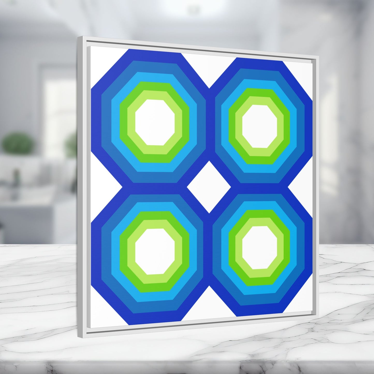 Modern Framed Geometric Canvas Art | Bold Color Meets Clean Framing
