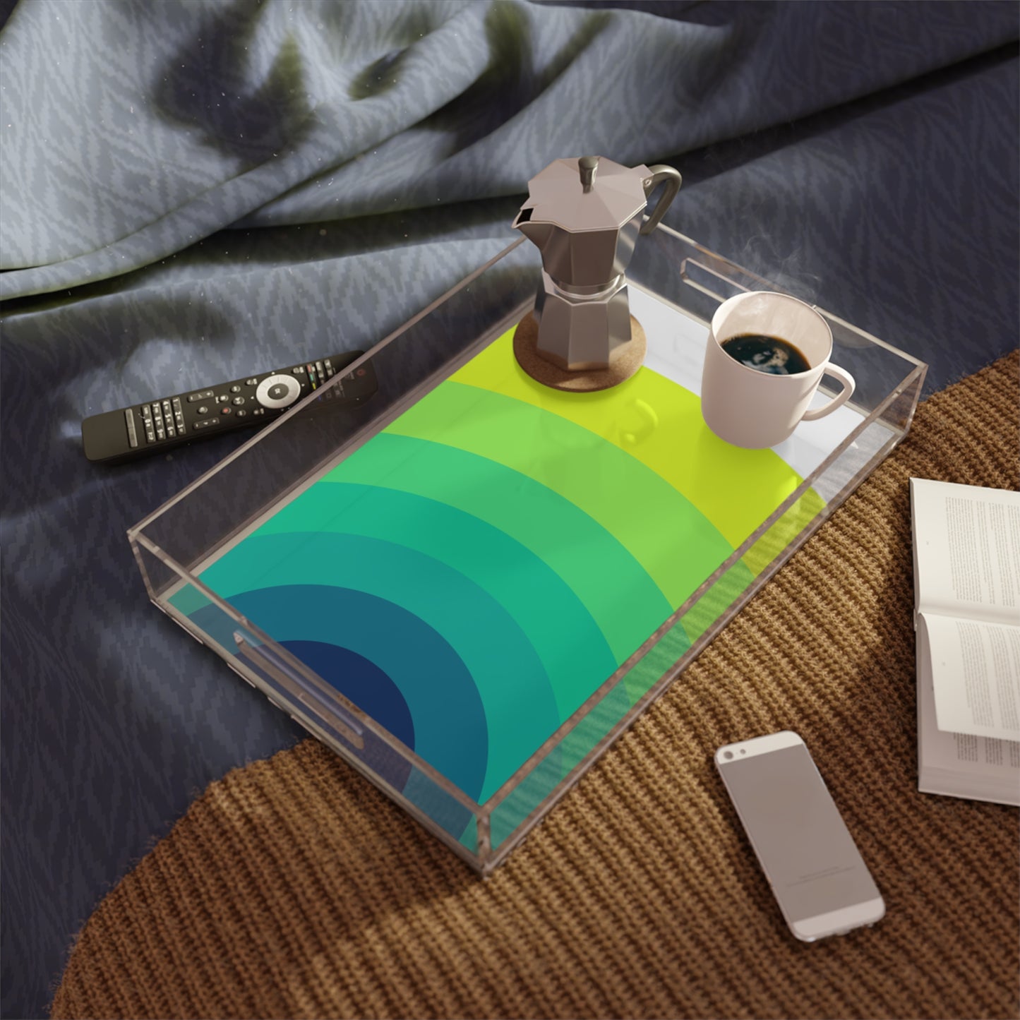 Modern Acrylic Tray with Bold Geometric Artwork