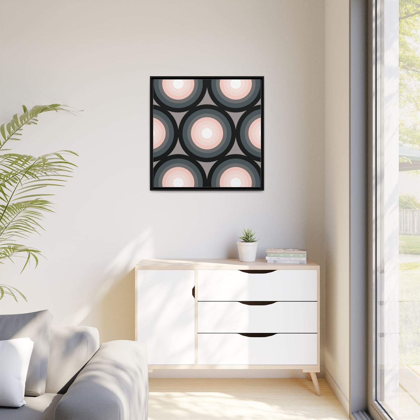 Modern Framed Geometric Canvas Art | Bold Color Meets Clean Framing