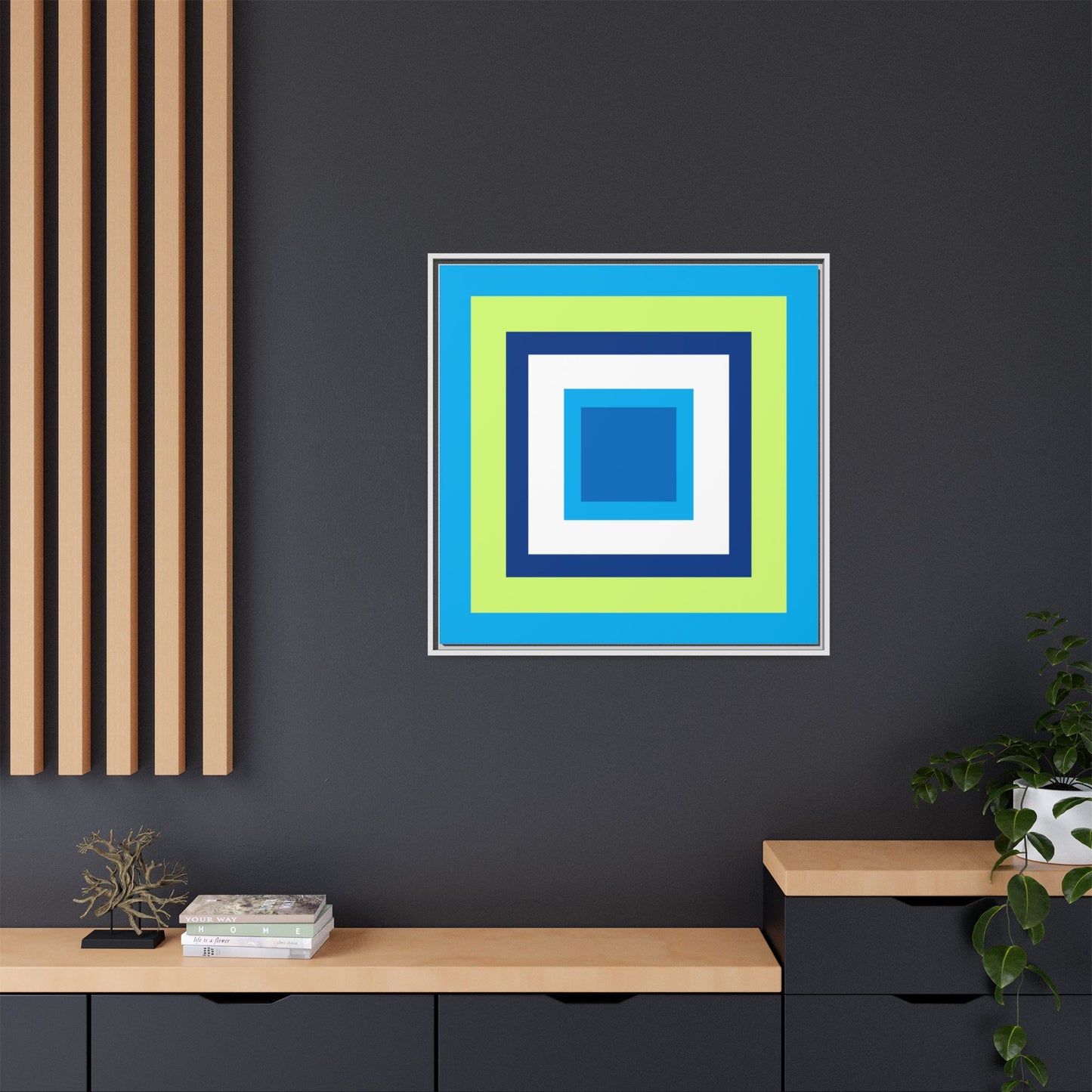 Modern Framed Geometric Canvas Art | Bold Color Meets Clean Framing