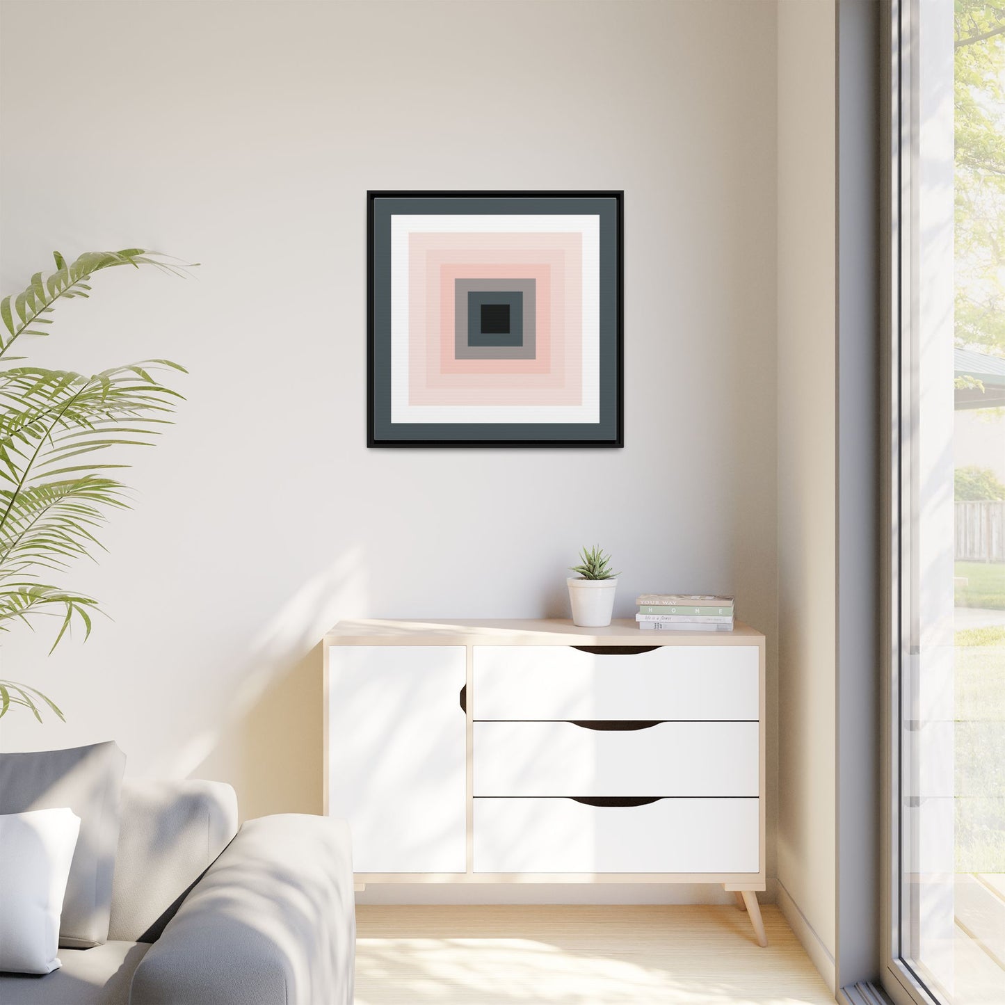 Modern Framed Geometric Canvas Art | Bold Color Meets Clean Framing