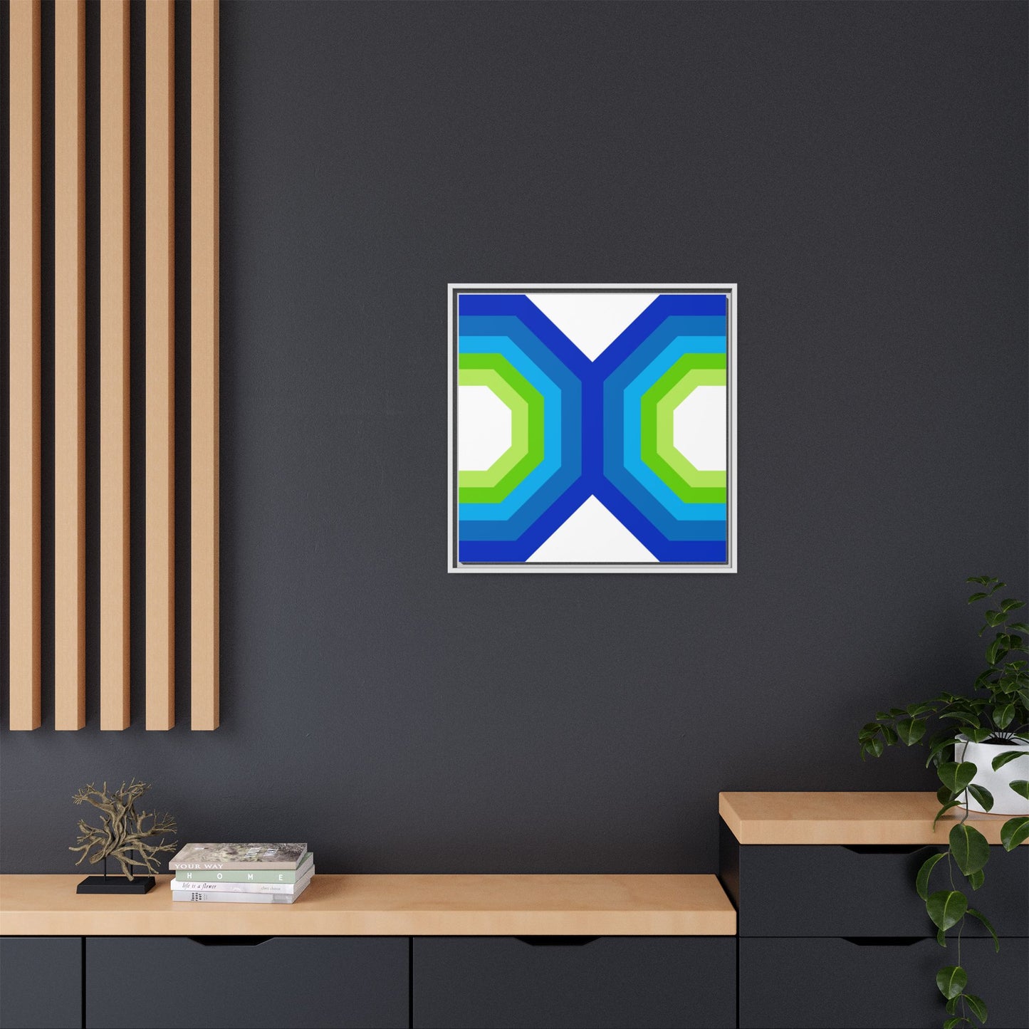Modern Framed Geometric Canvas Art | Bold Color Meets Clean Framing