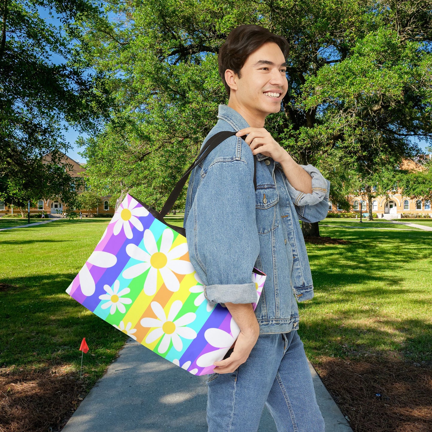 Flower Power Stripe — XL Tote Bag | Carry-All