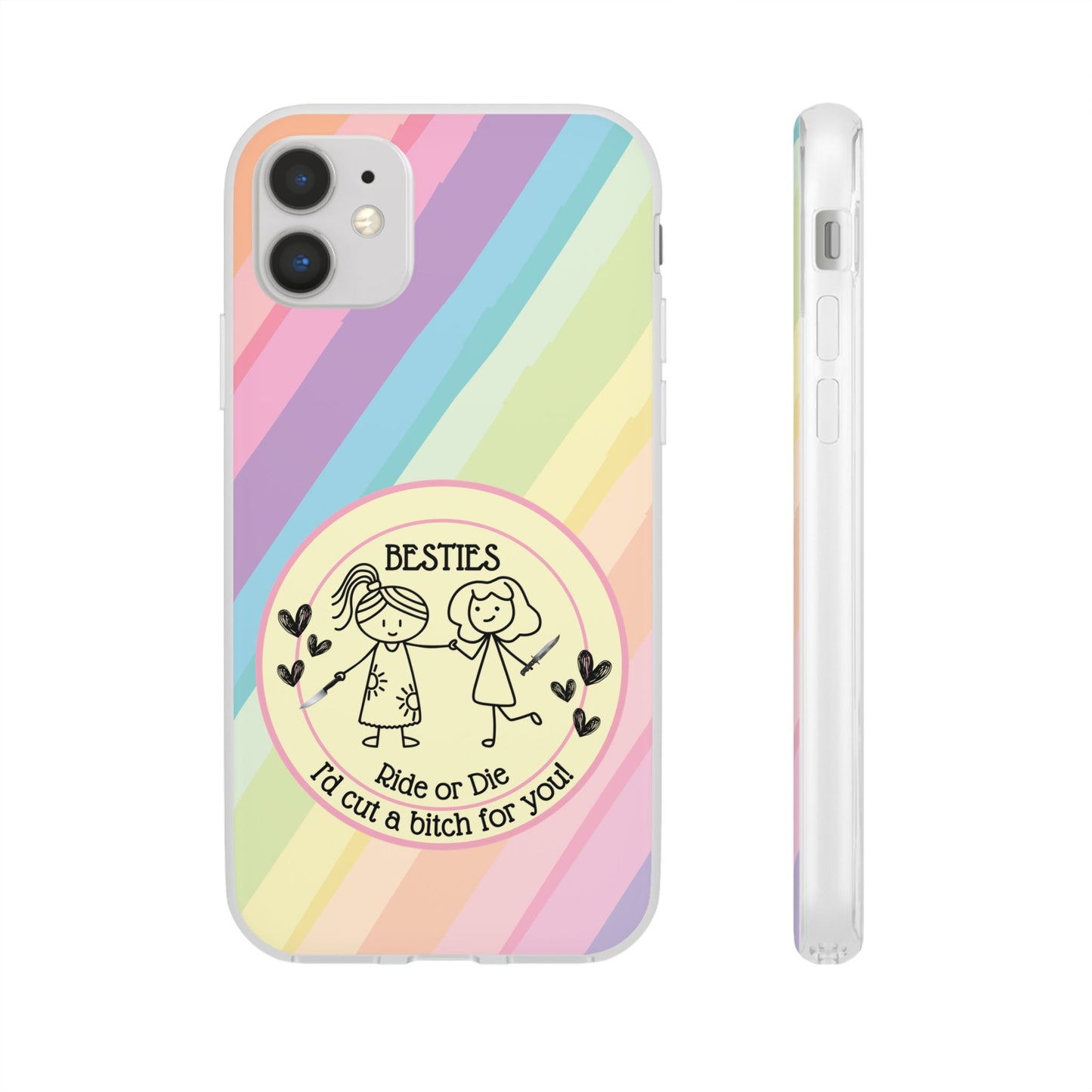 Phone Cases - Pastels Besties Ride or Die | "I'd Cut a Bitch for You"