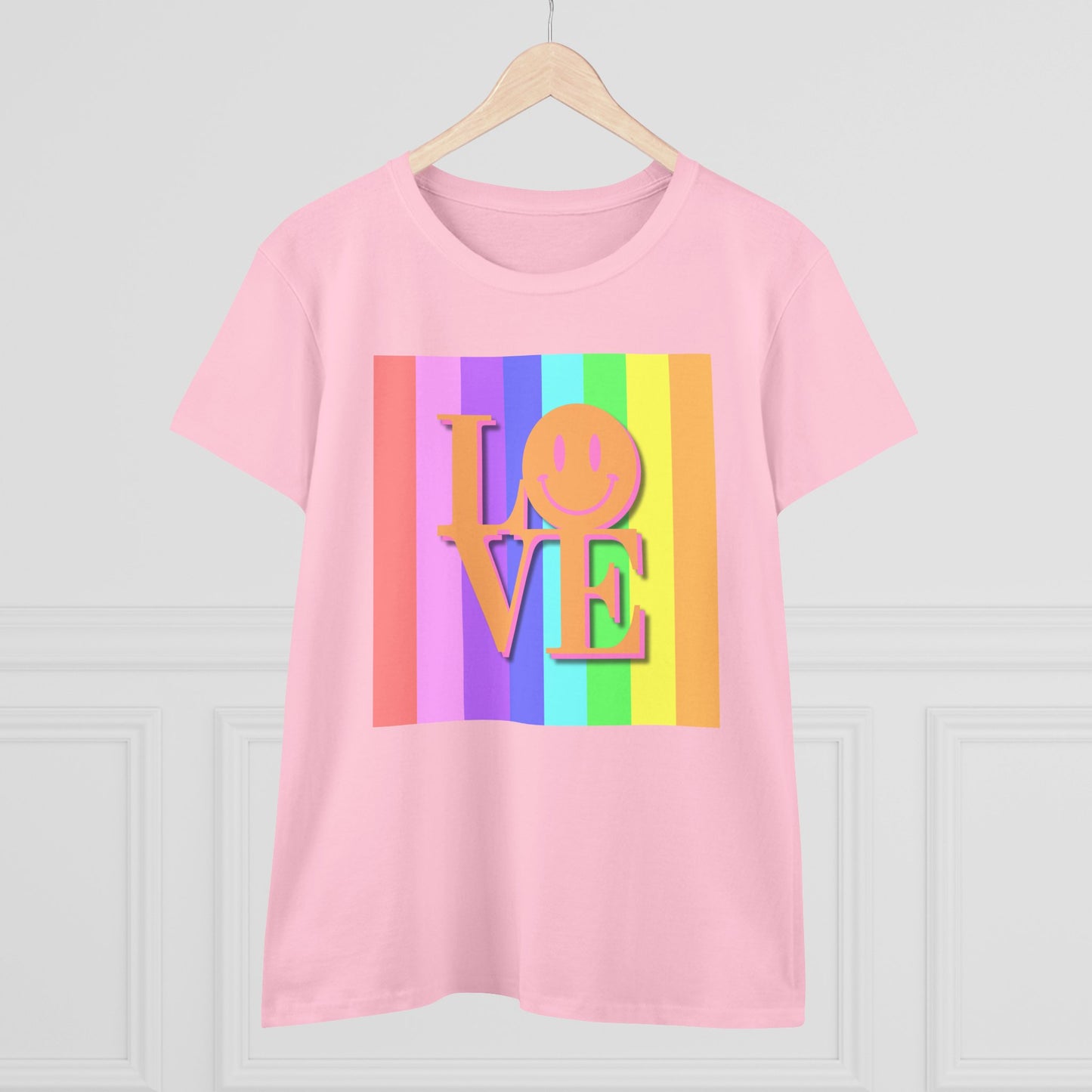 Universal Pastel Rainbow Love Sign Women’s T-Shirt – Spread Love in Style