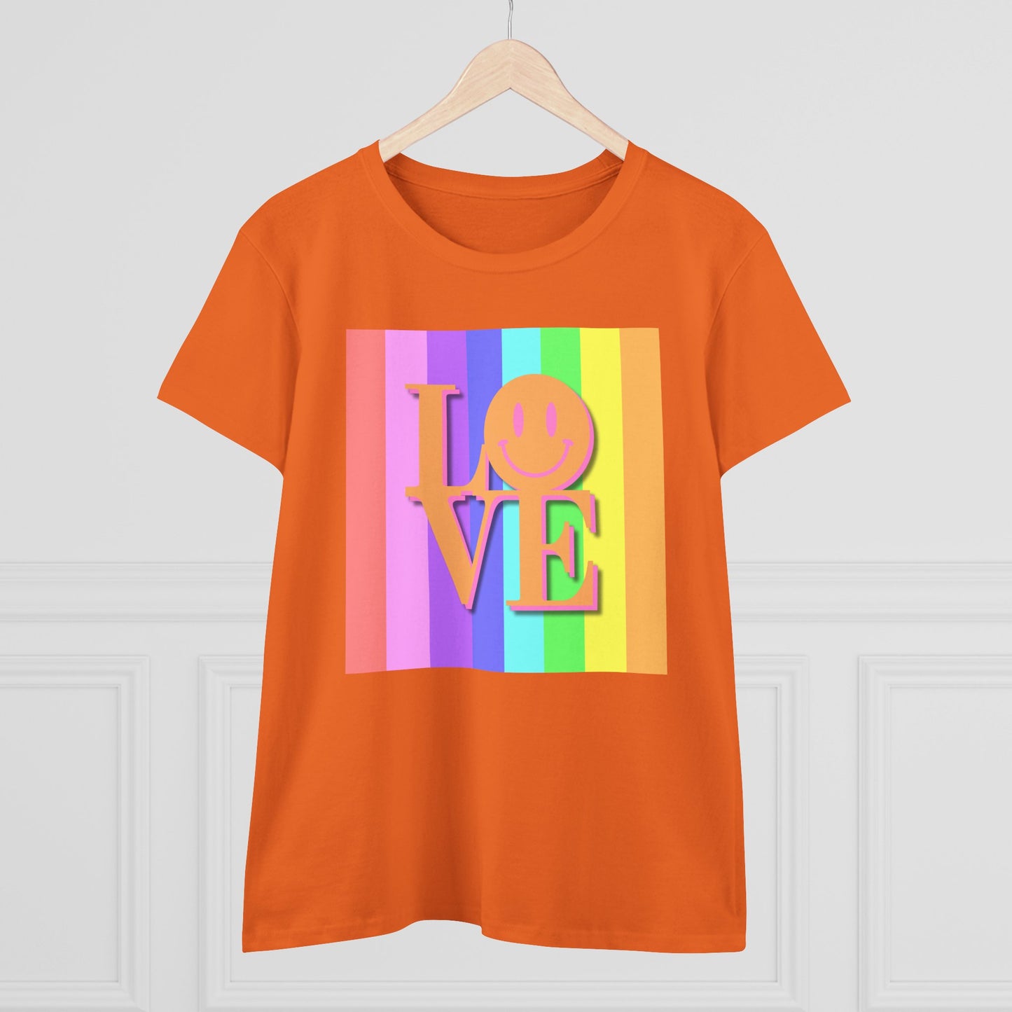 Universal Pastel Rainbow Love Sign Women’s T-Shirt – Spread Love in Style