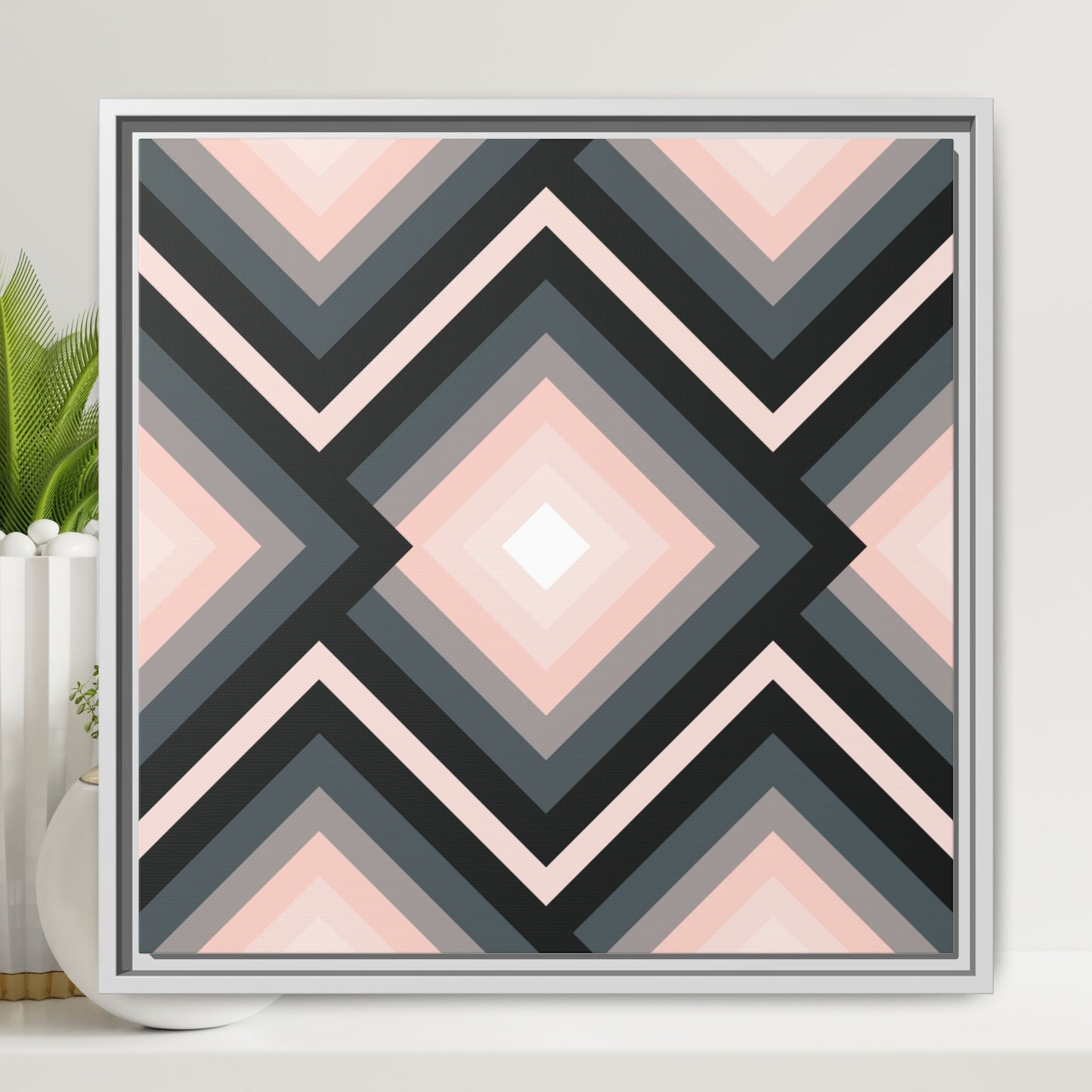 Modern Framed Geometric Canvas Art | Bold Color Meets Clean Framing