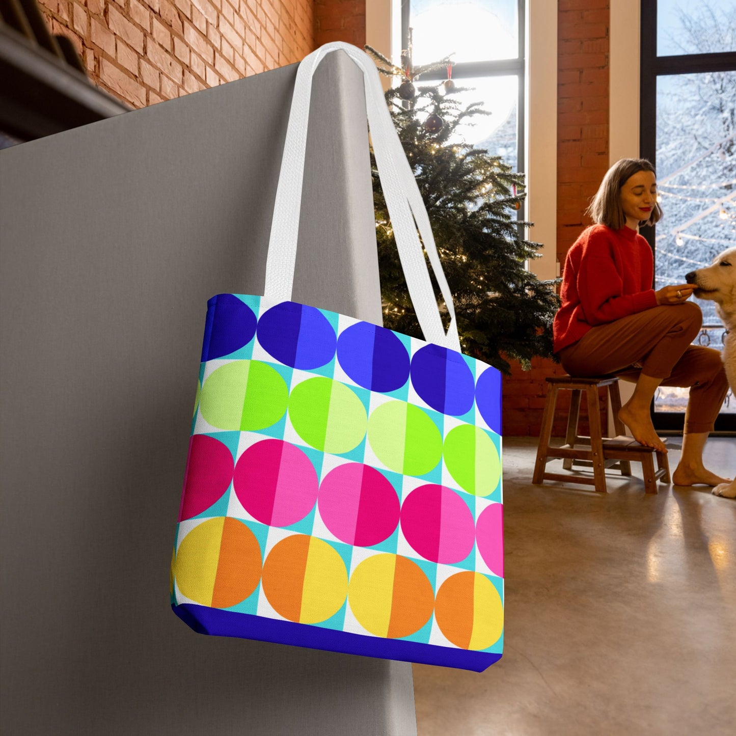 Geometric Art XXI Tote Bag – 3 sizes | Bold lines. Vivid color. Retro with a modern twist.