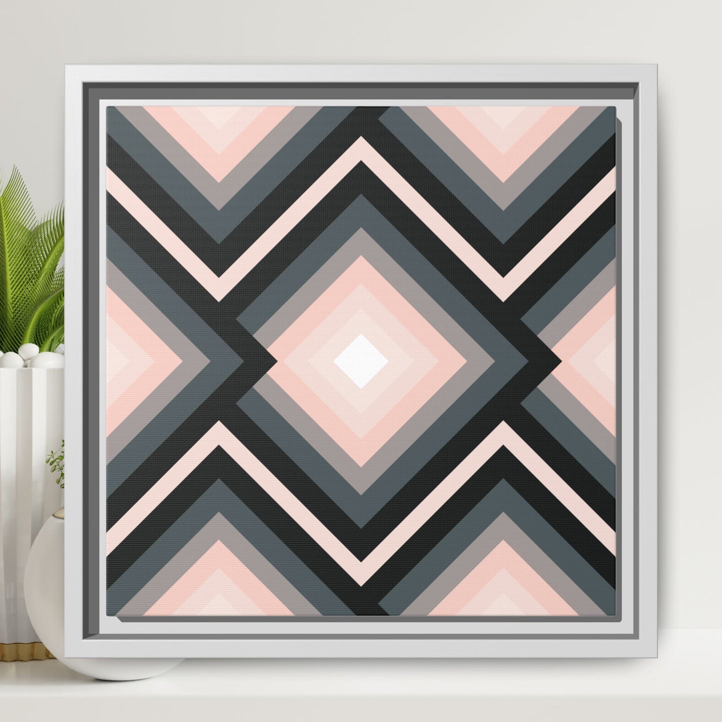 Modern Framed Geometric Canvas Art | Bold Color Meets Clean Framing