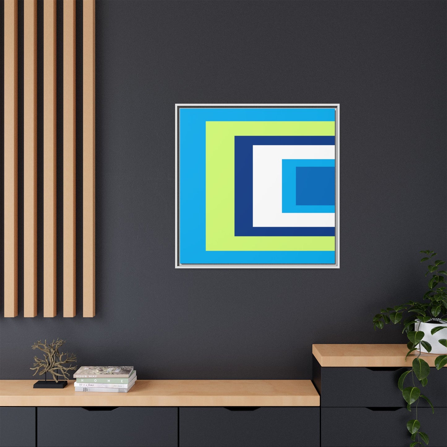 Modern Framed Geometric Canvas Art | Bold Color Meets Clean Framing