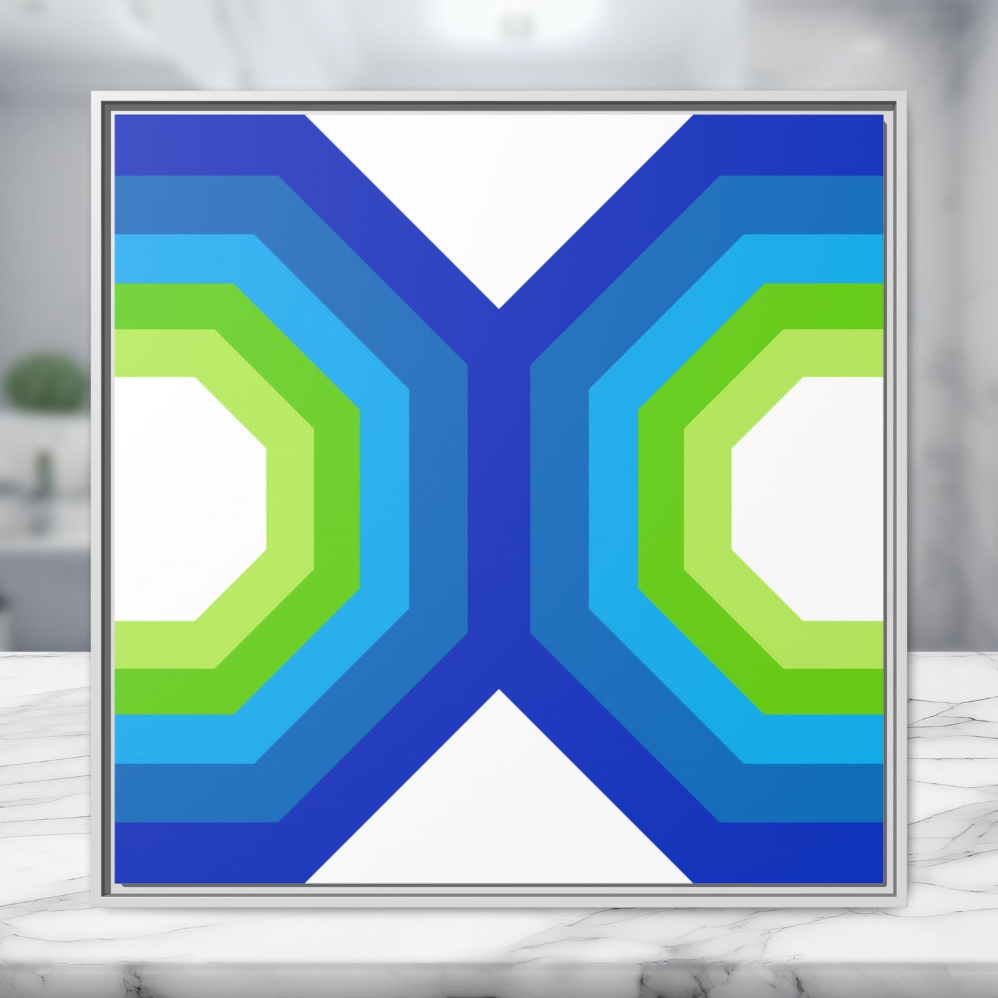 Modern Framed Geometric Canvas Art | Bold Color Meets Clean Framing