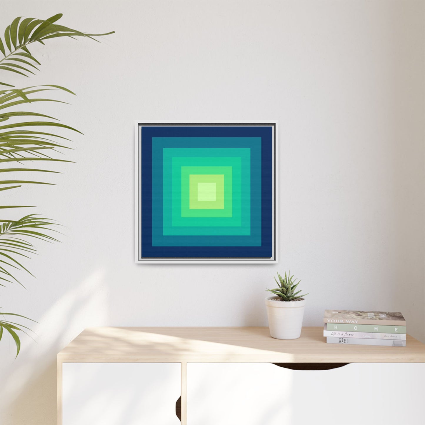 Modern Framed Geometric Canvas Art | Bold Color Meets Clean Framing