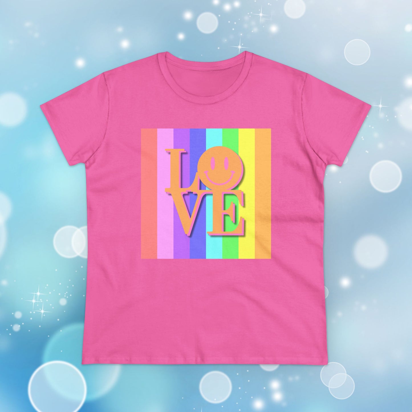 Universal Pastel Rainbow Love Sign Women’s T-Shirt – Spread Love in Style