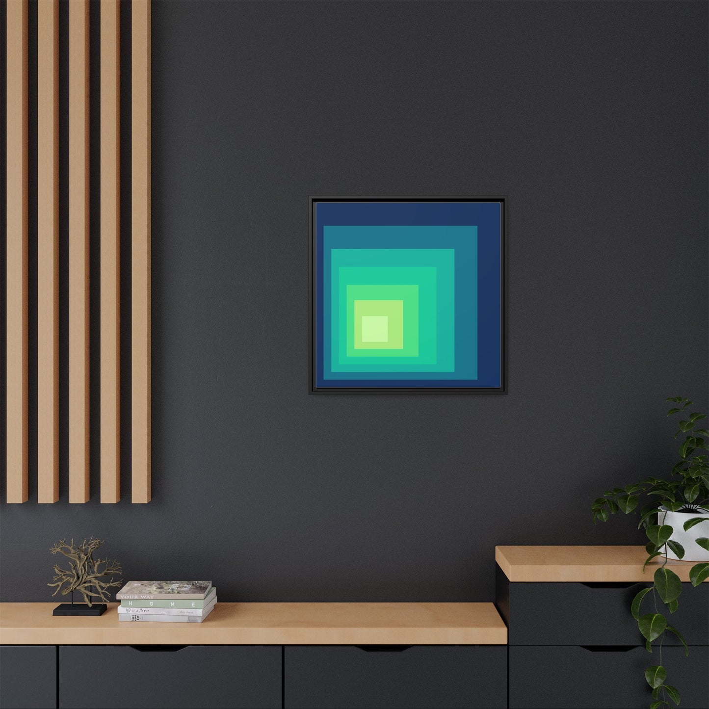 Modern Framed Geometric Canvas Art | Bold Color Meets Clean Framing