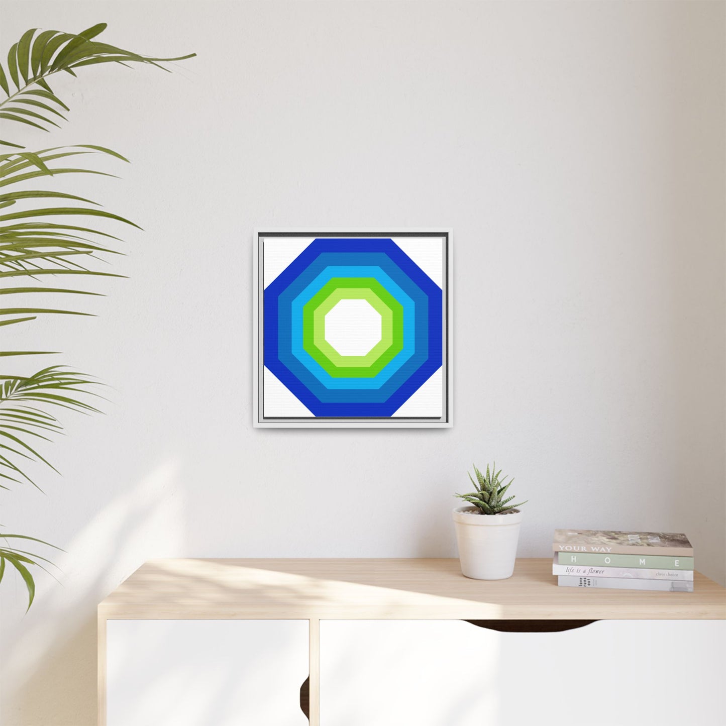 Modern Framed Geometric Canvas Art | Bold Color Meets Clean Framing