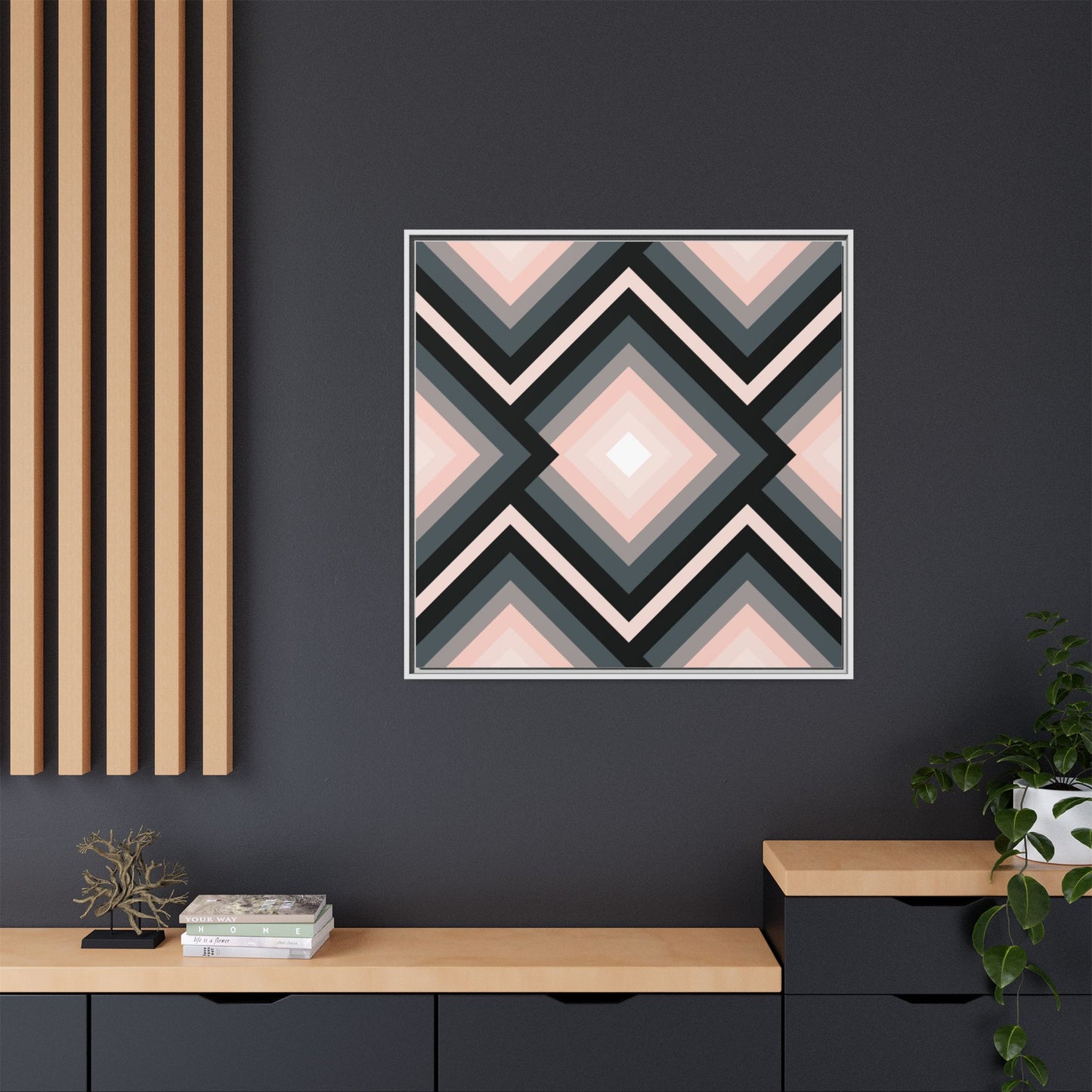Modern Framed Geometric Canvas Art | Bold Color Meets Clean Framing
