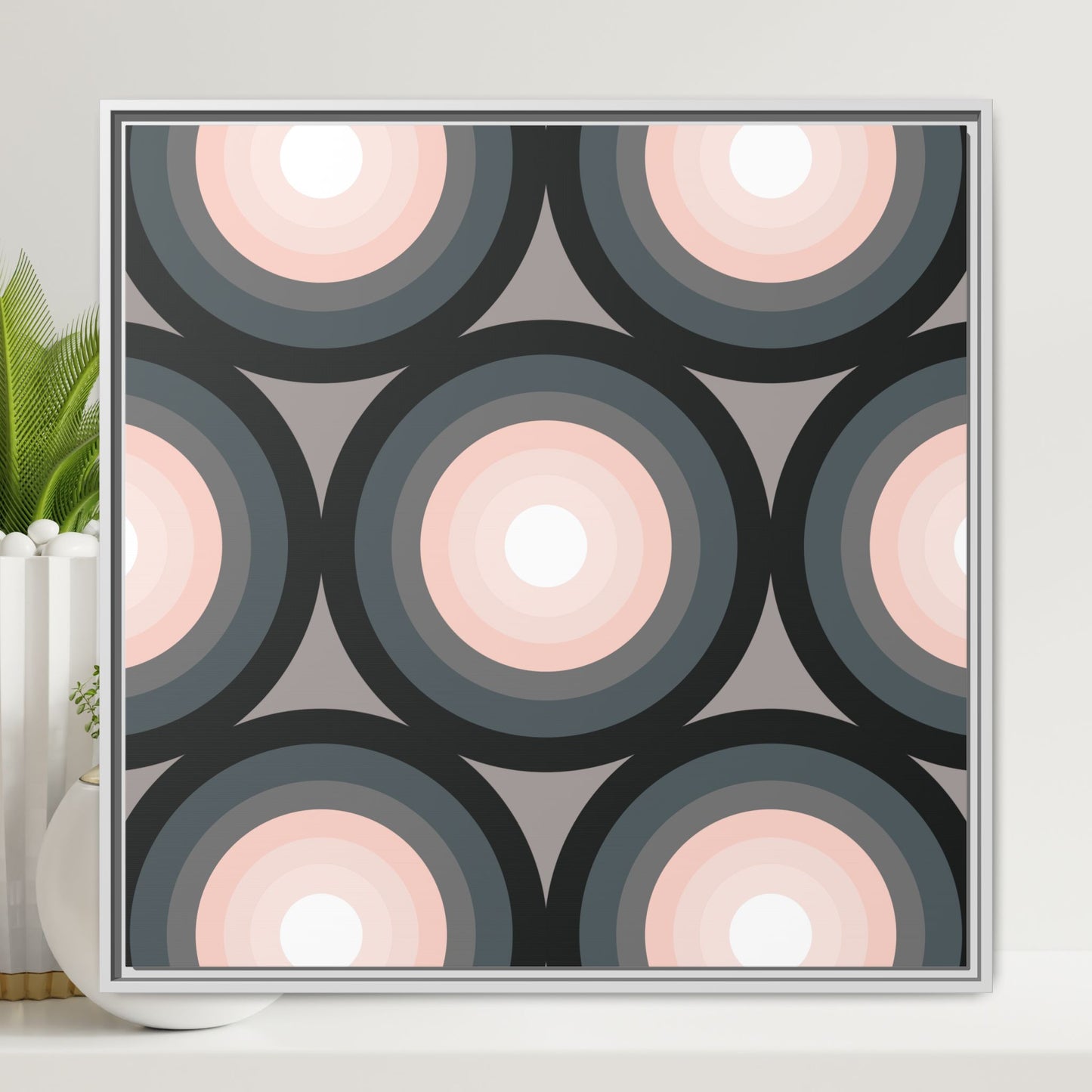 Modern Framed Geometric Canvas Art | Bold Color Meets Clean Framing
