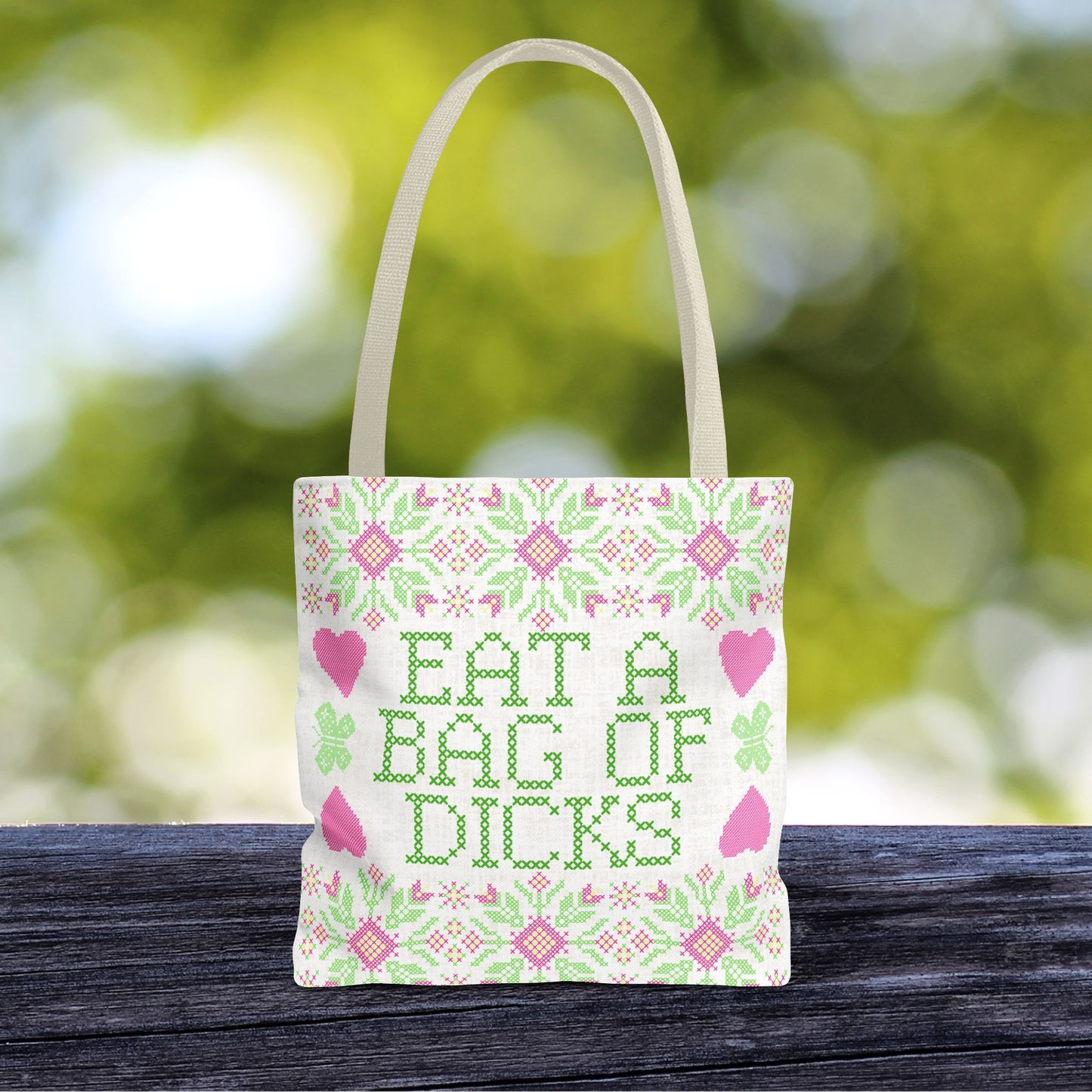 Funny Tote Bag | "Eat a Bag of Dicks" | Humorous Gift, Quirky 18x18 Unique Tote