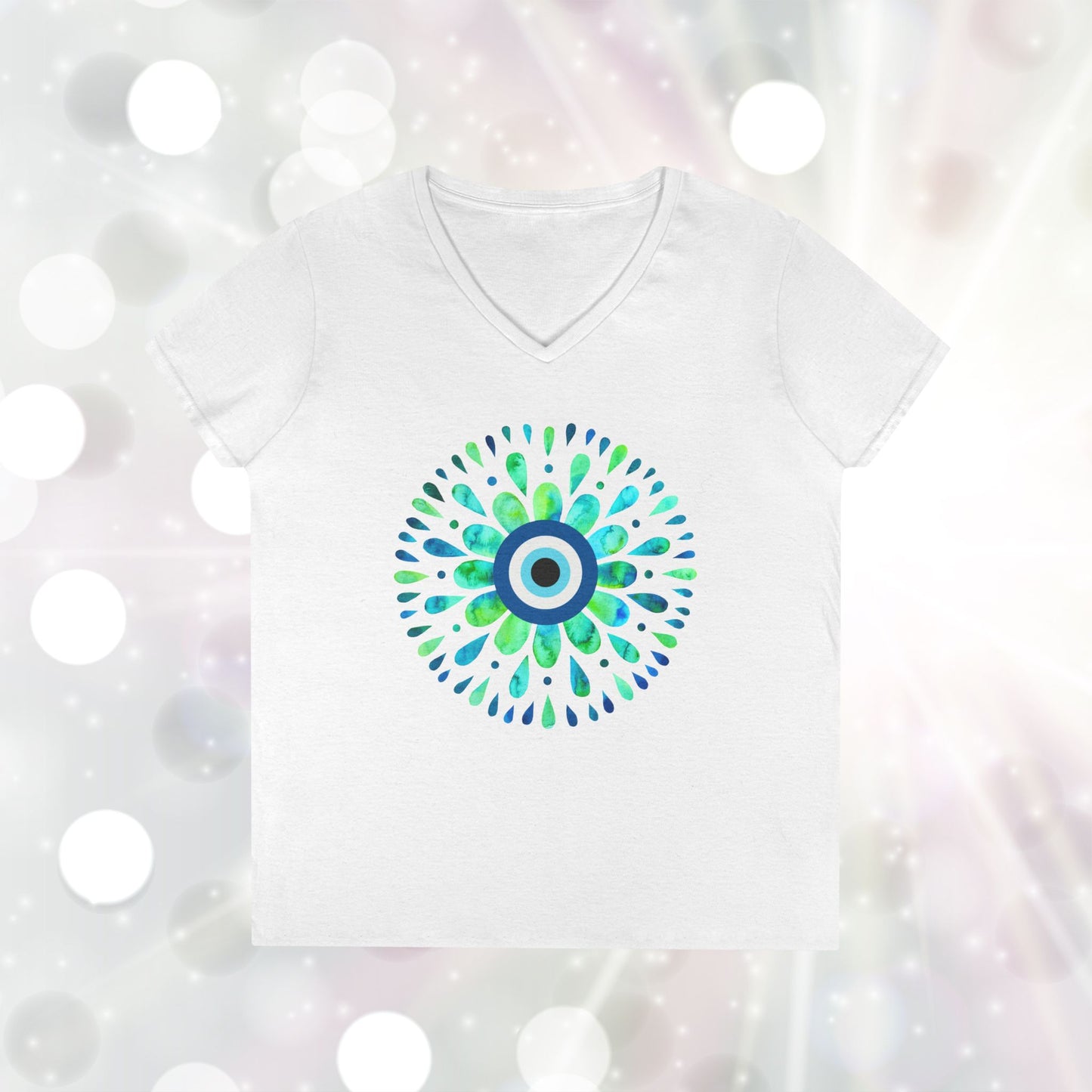 Evil Eye Charm V-Neck T-Shirt – Protective Style Meets Everyday Comfort