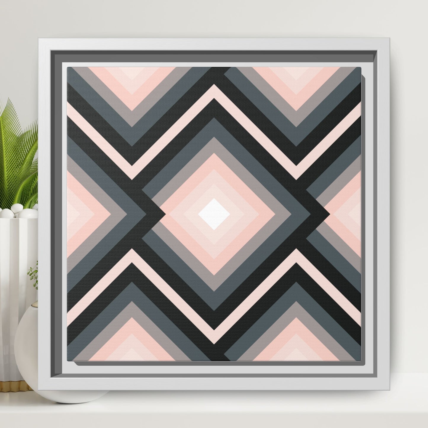 Modern Framed Geometric Canvas Art | Bold Color Meets Clean Framing