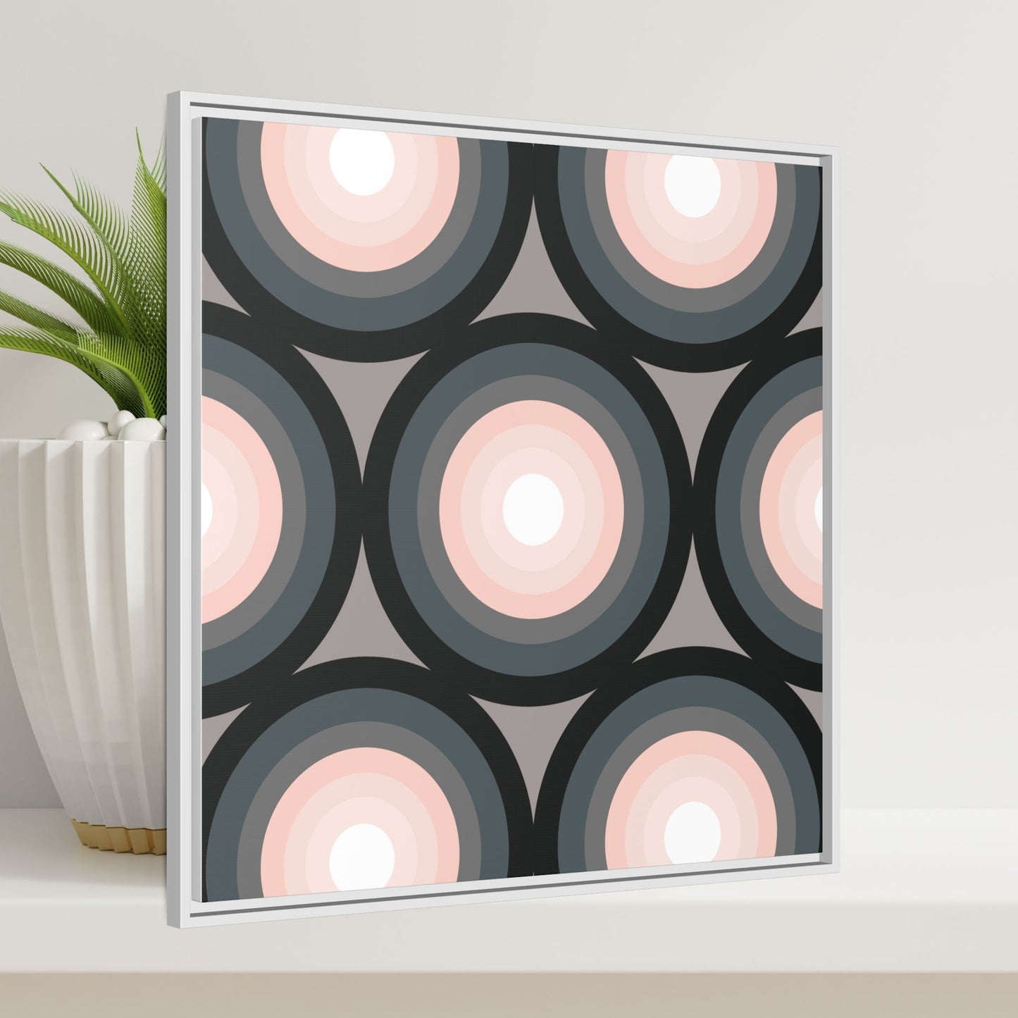 Modern Framed Geometric Canvas Art | Bold Color Meets Clean Framing