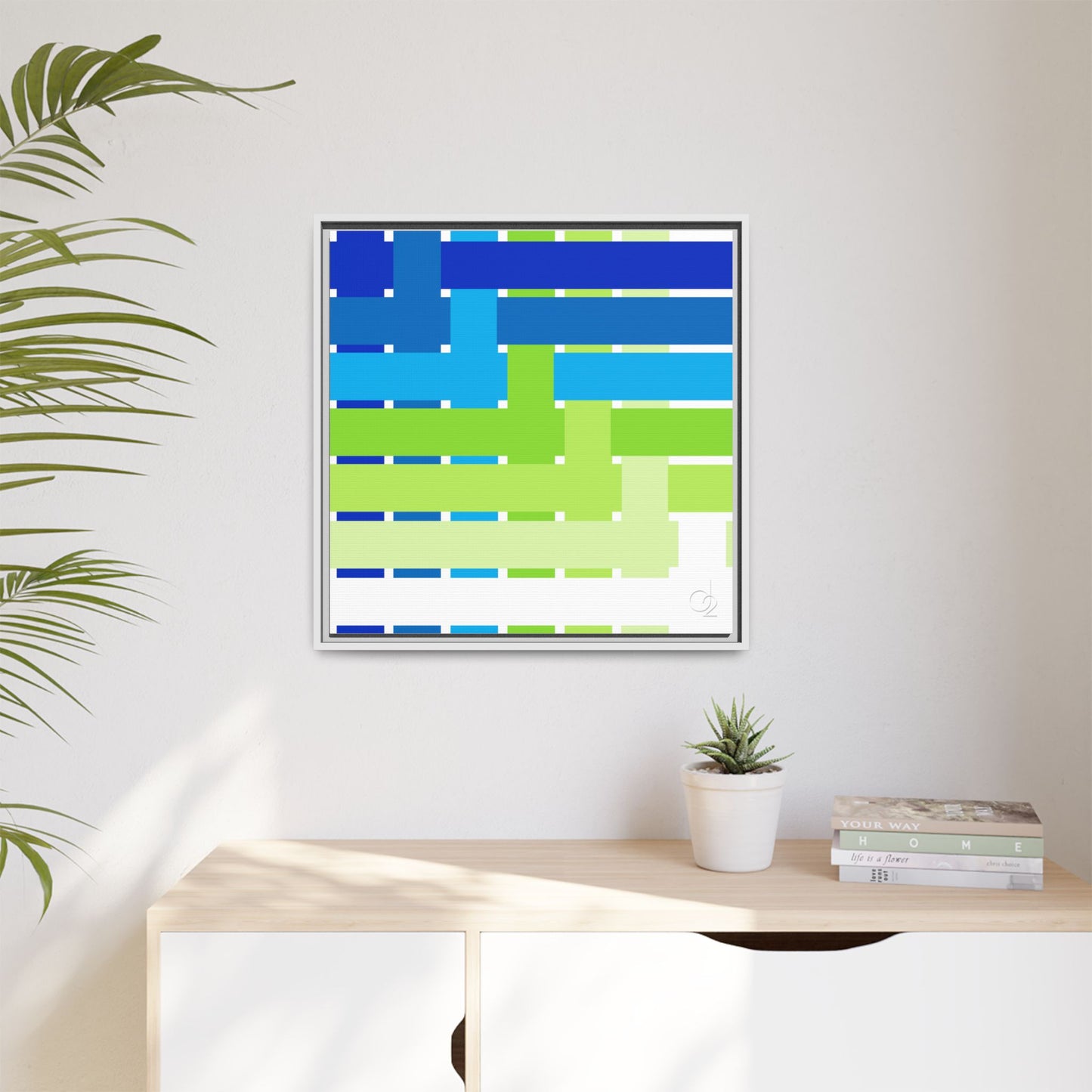 Modern Framed Geometric Canvas Art | Bold Color Meets Clean Framing