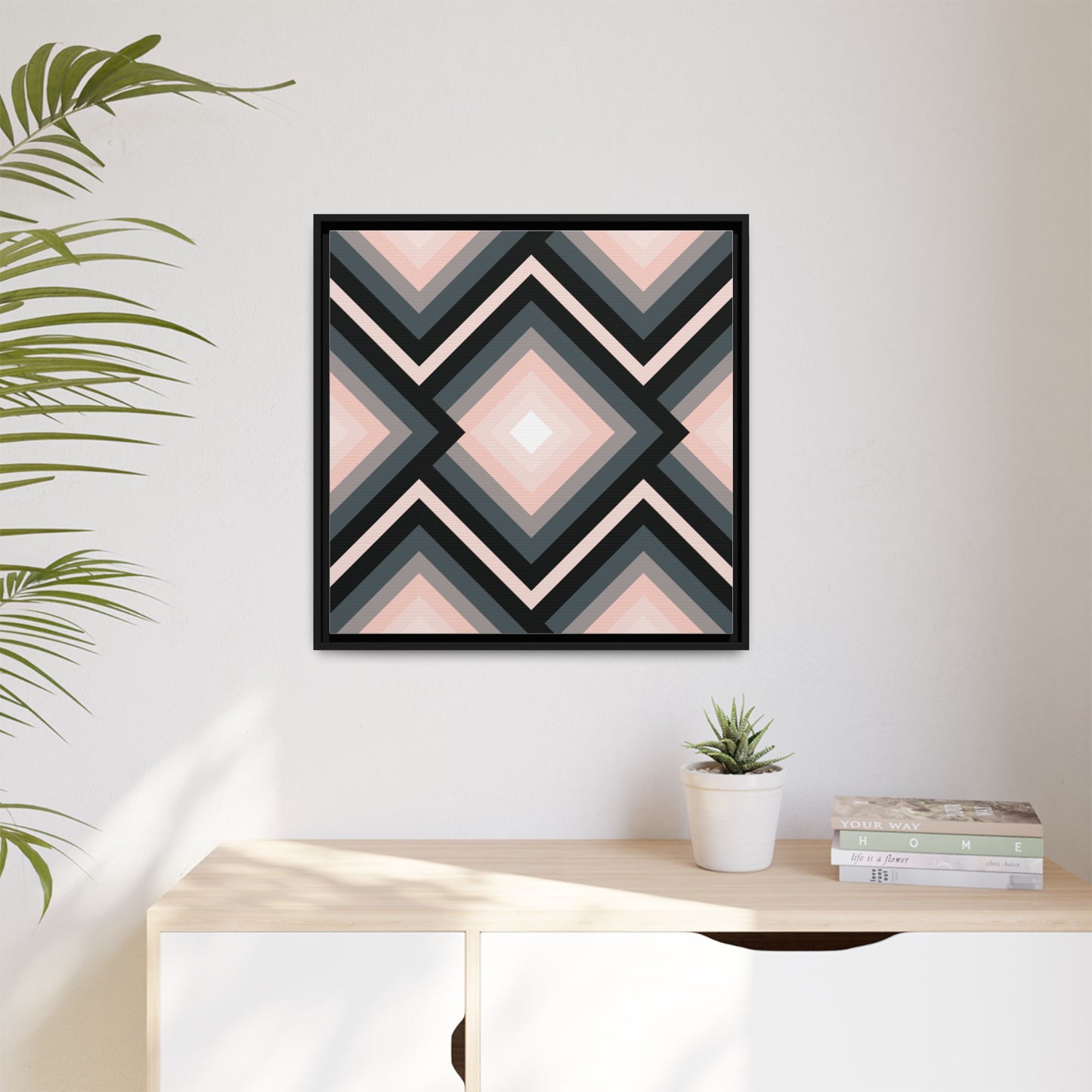 Modern Framed Geometric Canvas Art | Bold Color Meets Clean Framing