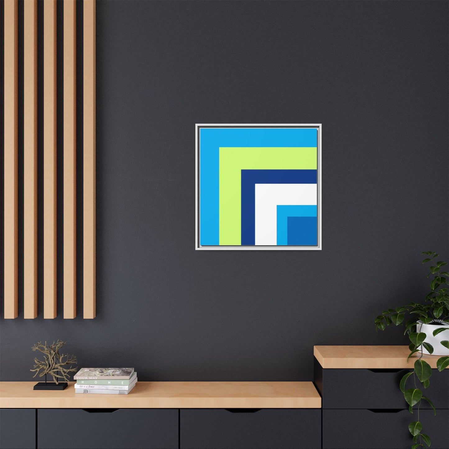 Modern Framed Geometric Canvas Art | Bold Color Meets Clean Framing