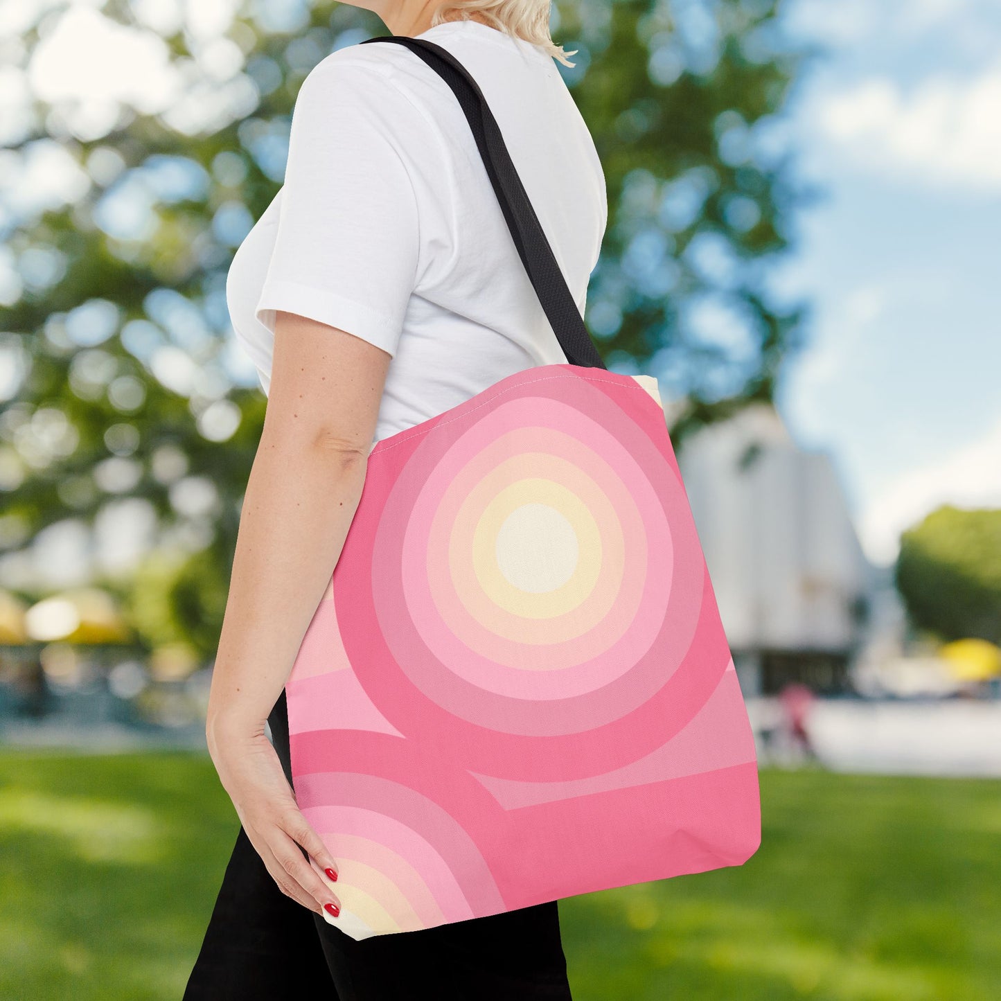 Geo Art Tote Bag – 3 sizes | Bold lines. Vivid color. Retro with a modern twist.