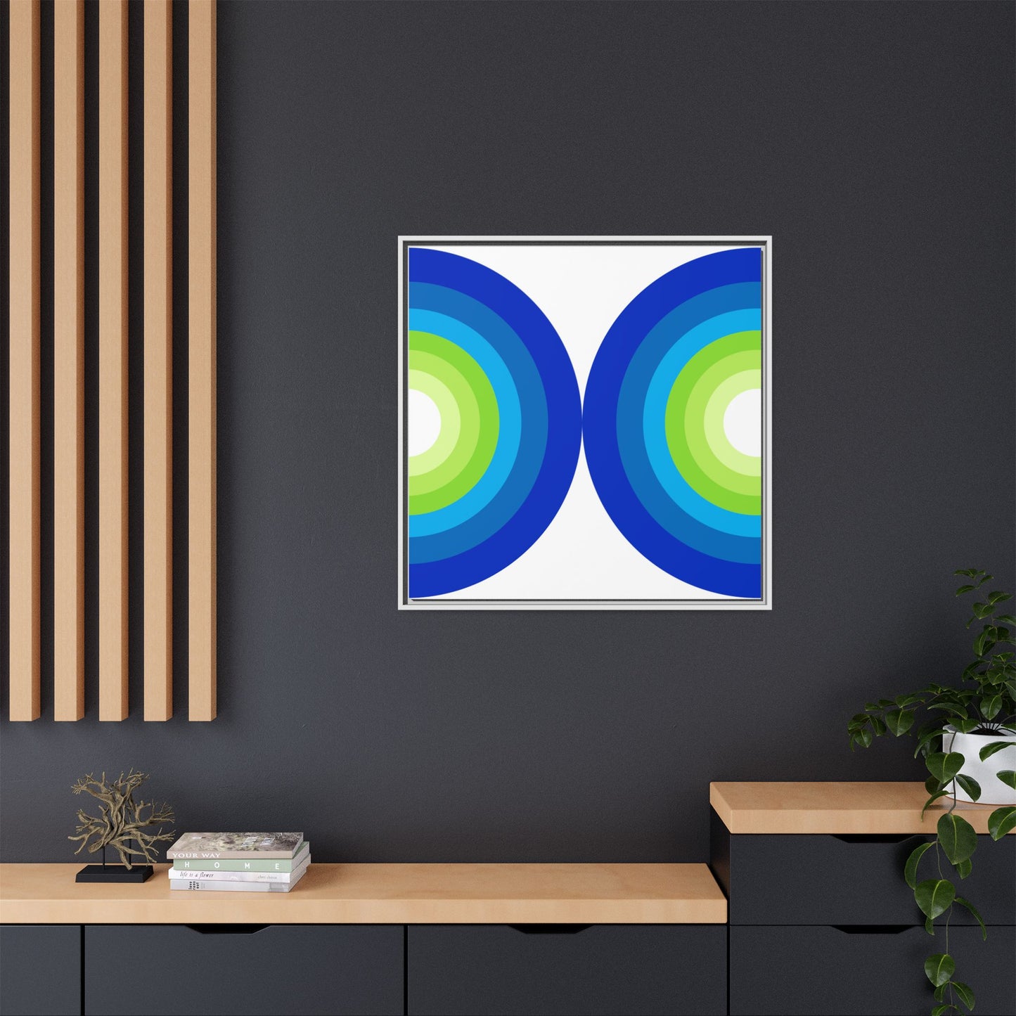 Modern Framed Geometric Canvas Art | Bold Color Meets Clean Framing