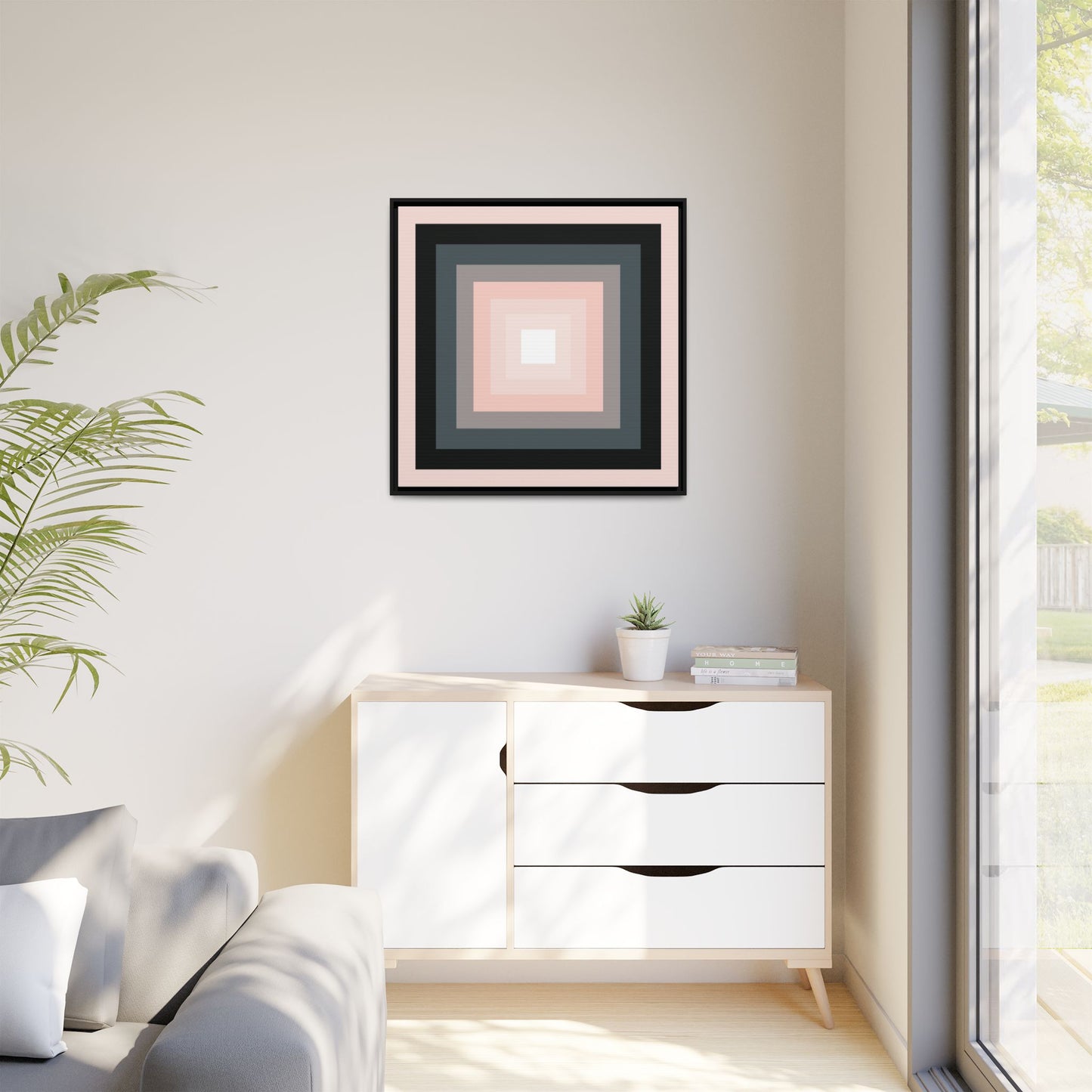 Modern Framed Geometric Canvas Art | Bold Color Meets Clean Framing