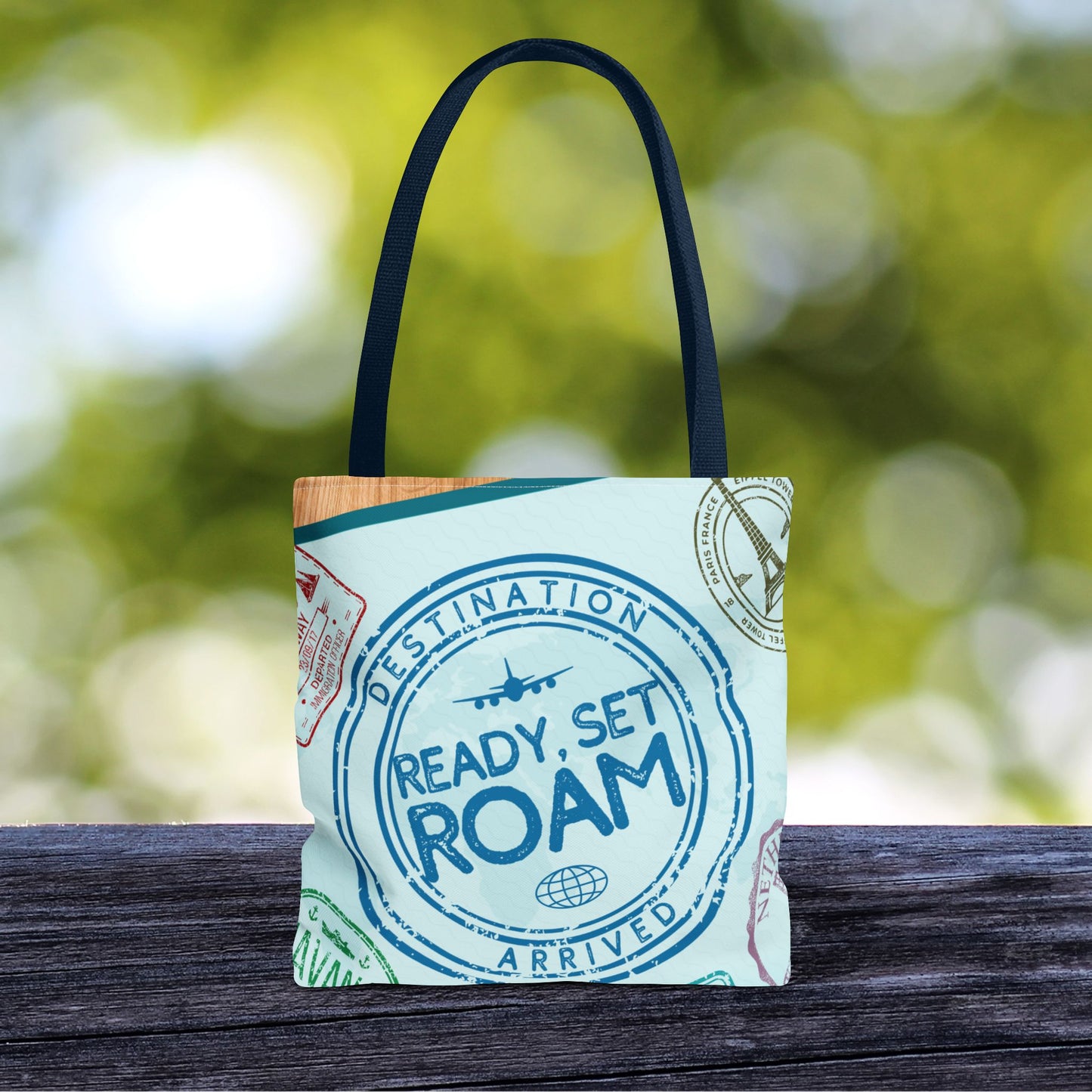 Ready, Set, Roam – Passport Stamp Tote Bag – 3 Sizes | Designed for Adventurers!
