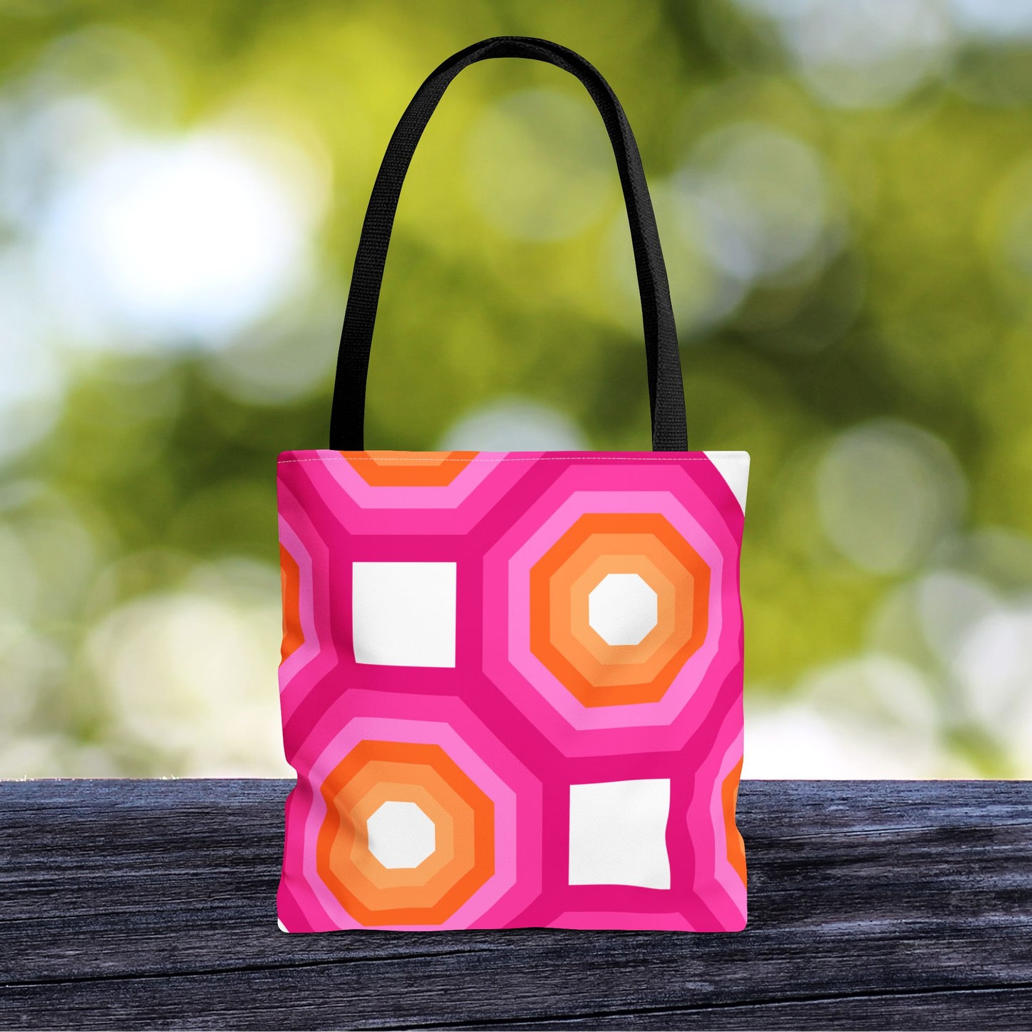 Geometric Art Tote Bag – 3 sizes | Bold lines. Vivid color. Retro with a modern twist.
